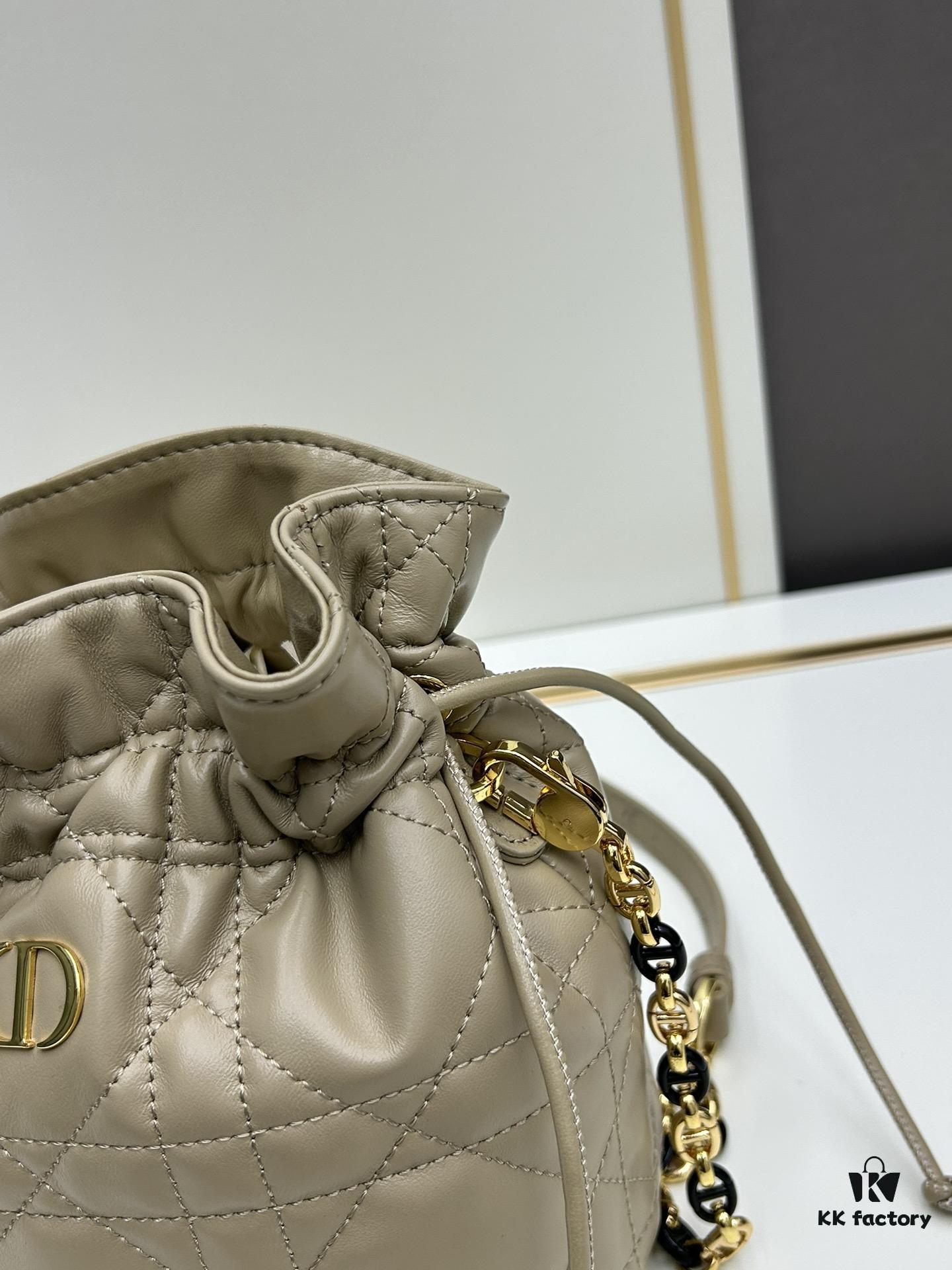 69309cee6e68136f4d9ab120 Dior Jolie Bucket Bag in Black Calfskin with Cannage Stitching, 2025 New Arrival