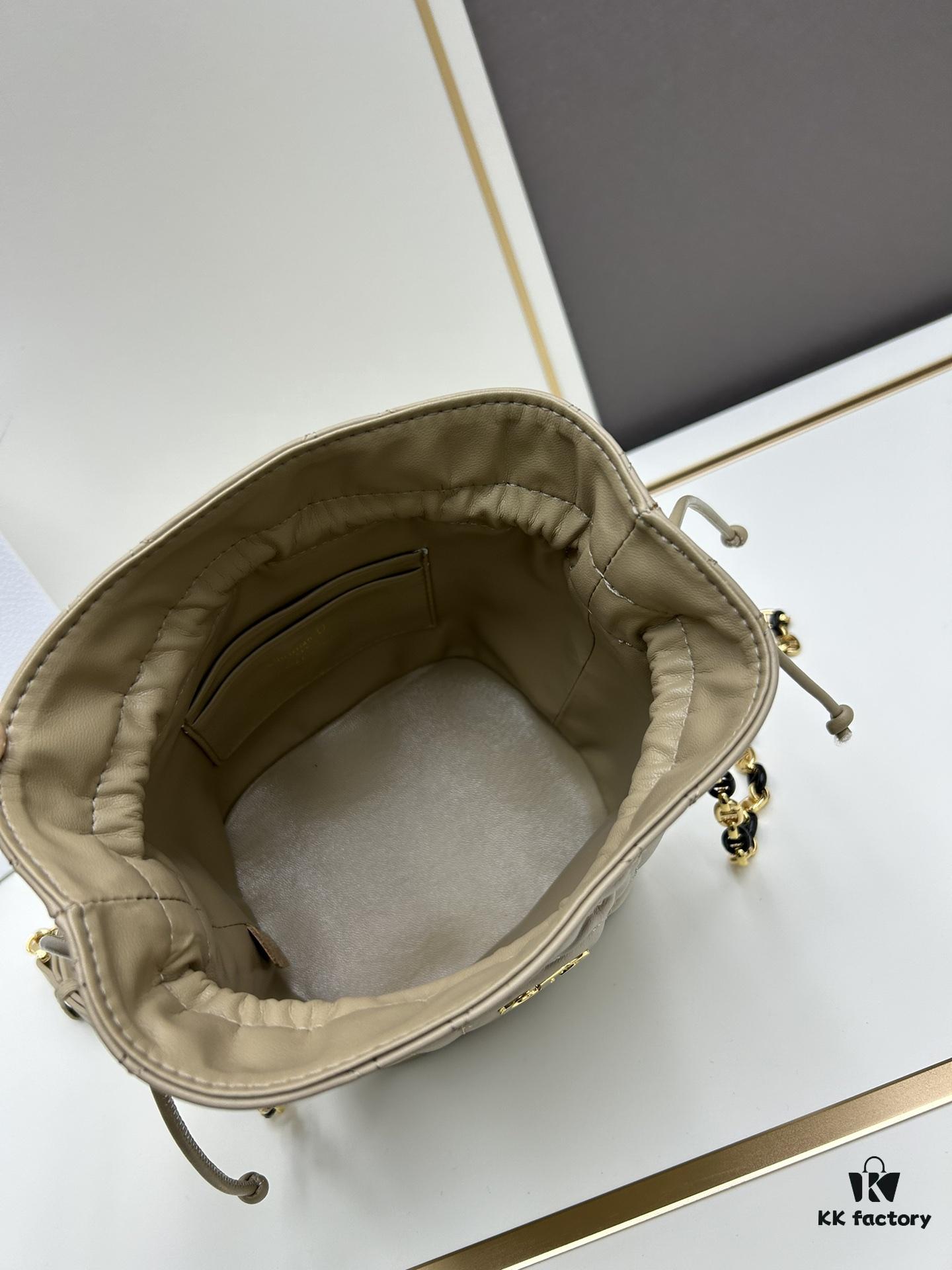 69309cef6e68136f4d9ab122 Dior Jolie Bucket Bag in Black Calfskin with Cannage Stitching, 2025 New Arrival