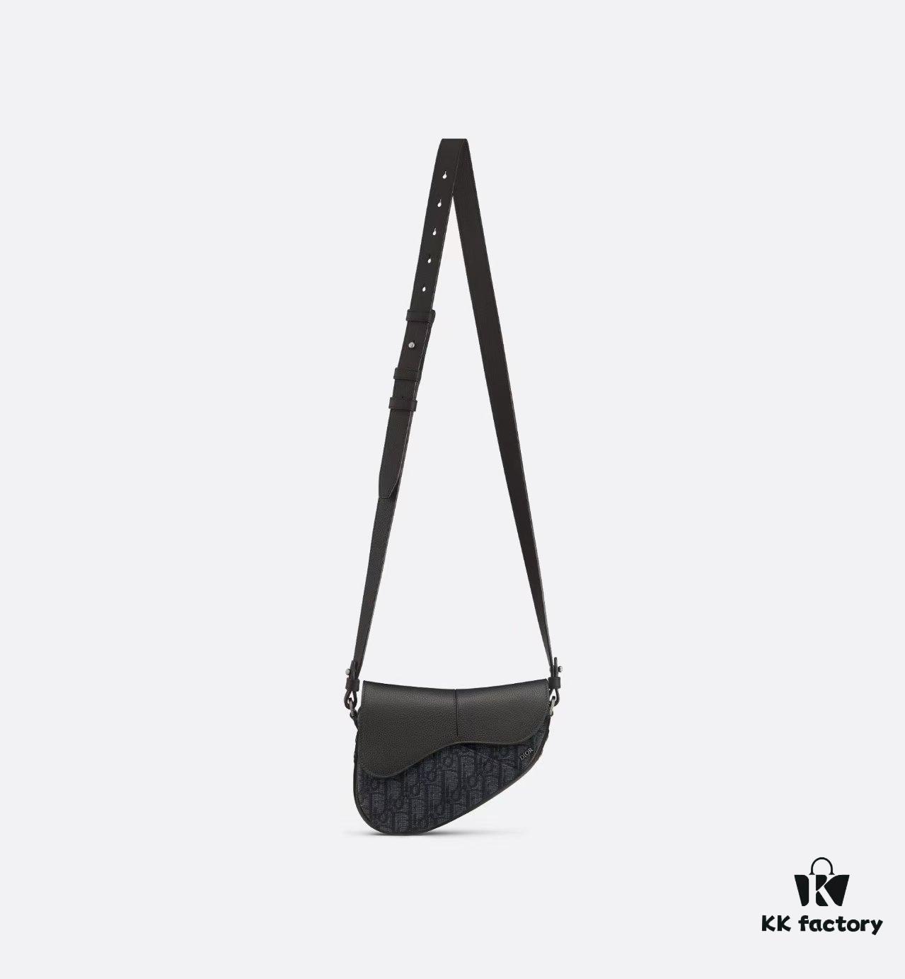 69309d066e68136f4d9ab149 This saddle bag reinterprets the classic design with a modern structure. Crafted from beige and black Oblique printed fabric, it features a signature black grained cowhide magnetic flap and a concealed zip closure. The interior includes a large compartment and slip pockets for daily essentials. The mini style comes with an adjustable, detachable leather shoulder strap, allowing for handheld, shoulder, or crossbody wear.