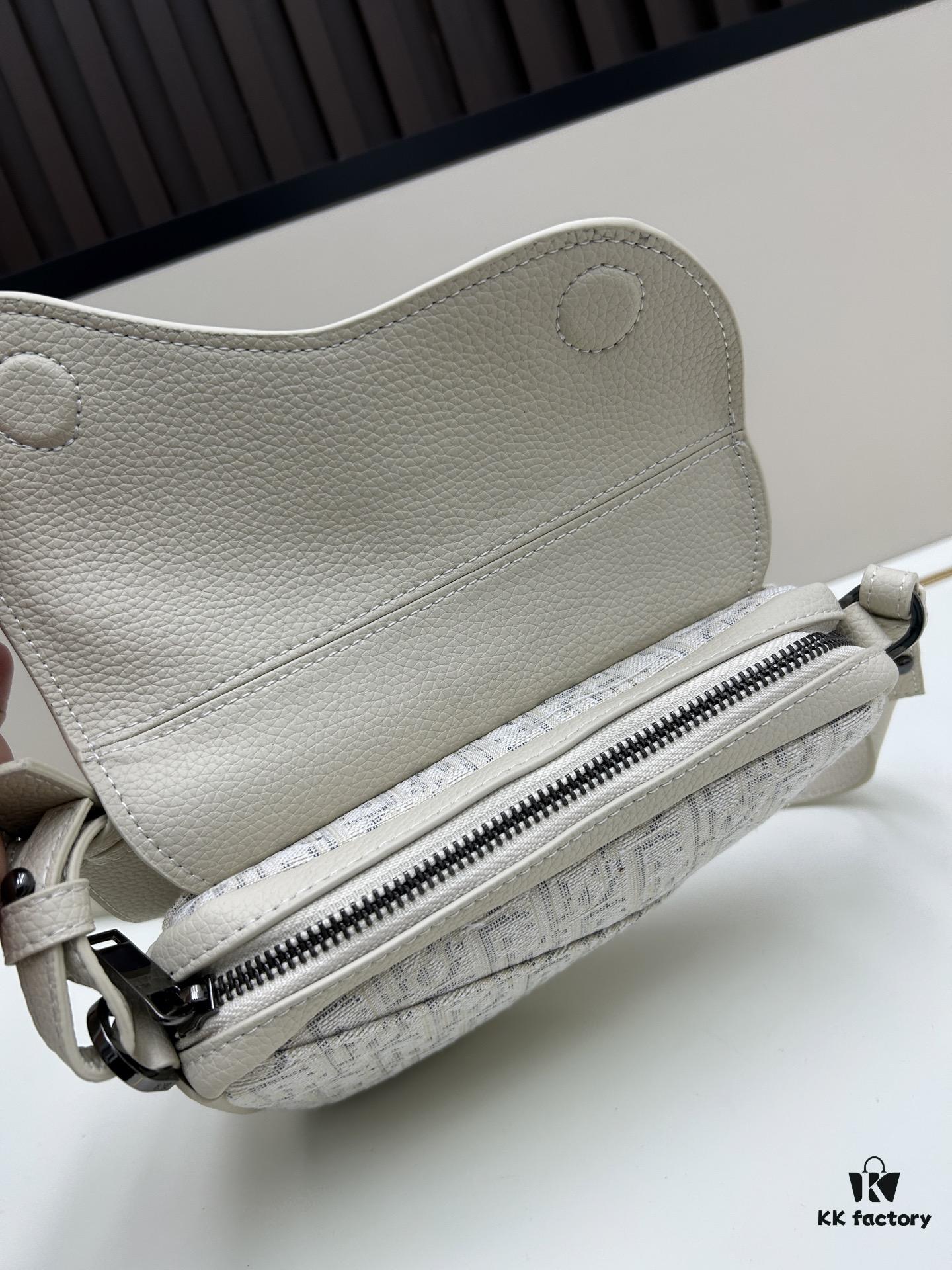 69309d196e68136f4d9ab166 Saddle Bag Reimagined with Modern Structure in Beige and Black Oblique Print