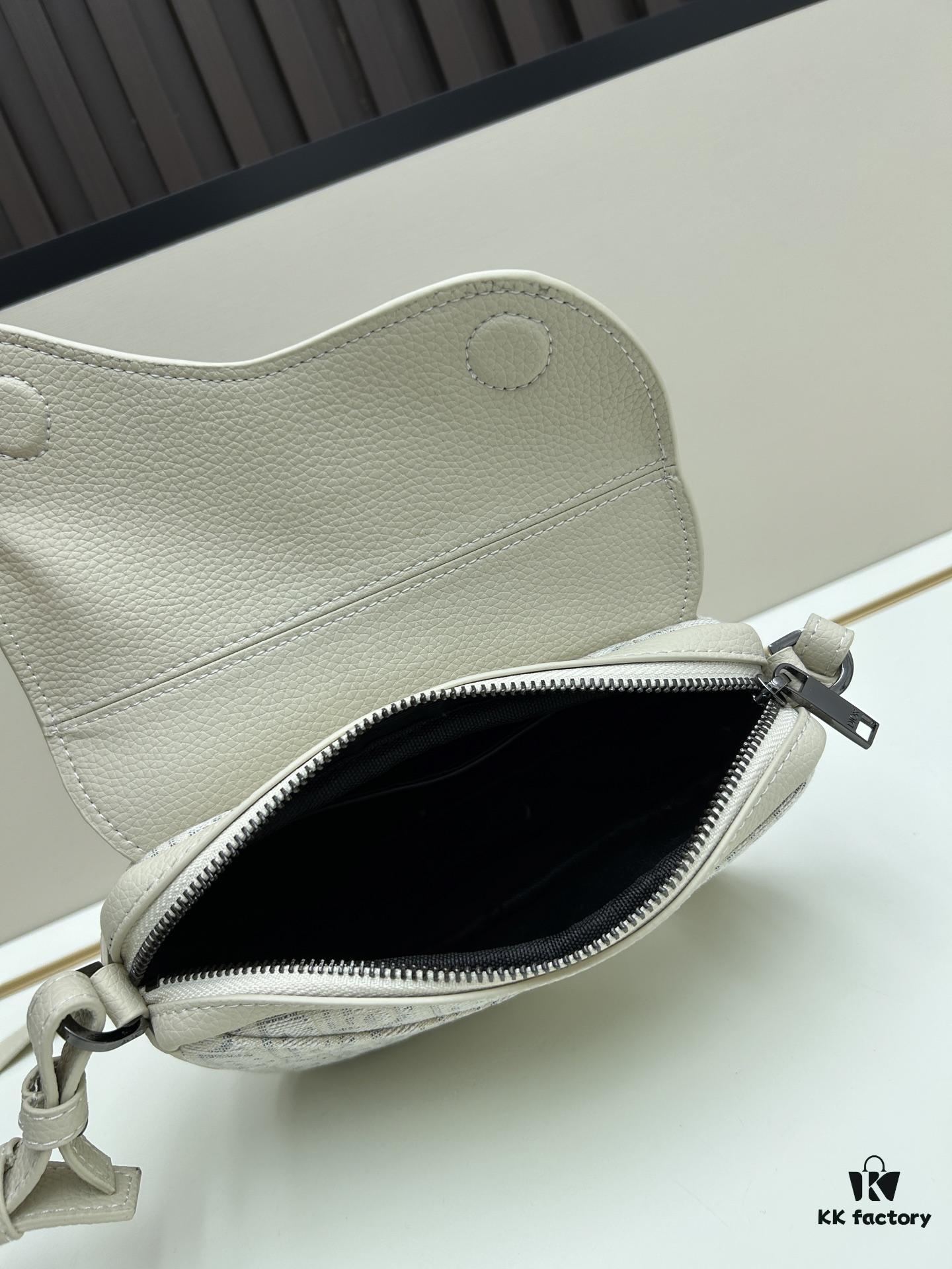69309d196e68136f4d9ab167 Saddle Bag Reimagined with Modern Structure in Beige and Black Oblique Print