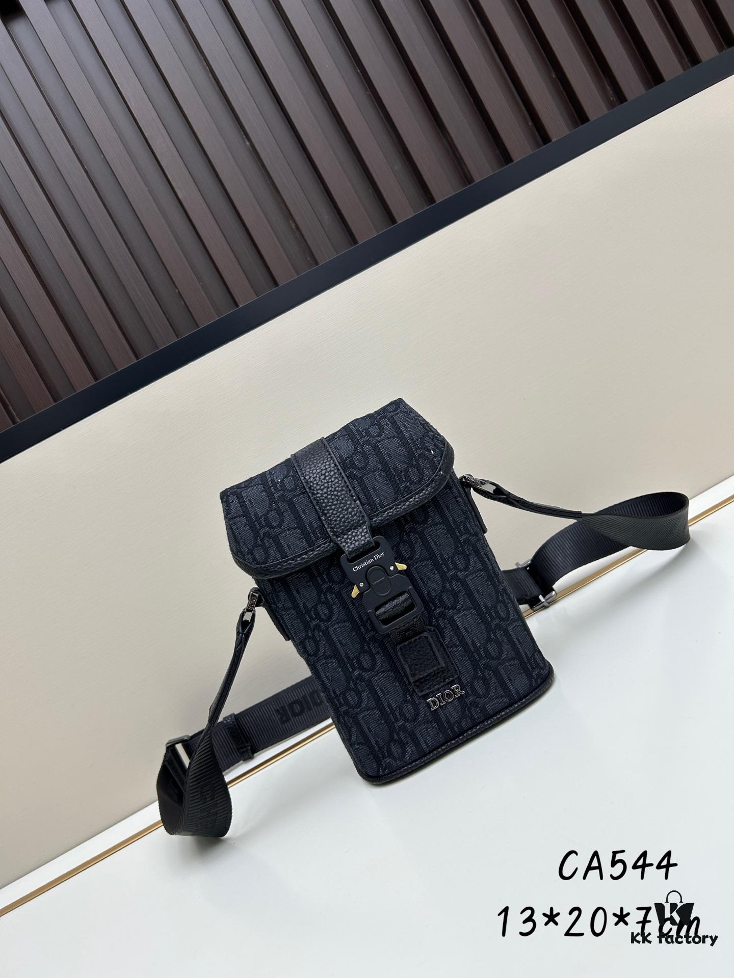 Dior Hit The Road Vertical Flap Messenger Bag in Black Oblique Print Fabric