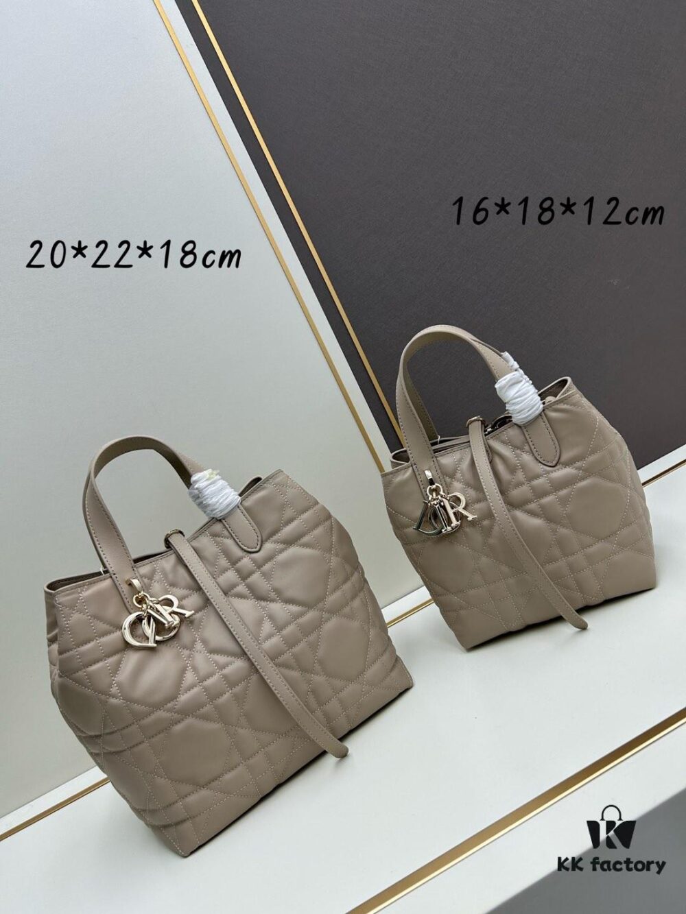 69309dc16e68136f4d9ab26a Medium and Small Dior Toujours Vertical Handbag in Soft Raspberry Beige Calfskin with Cannage Stitching