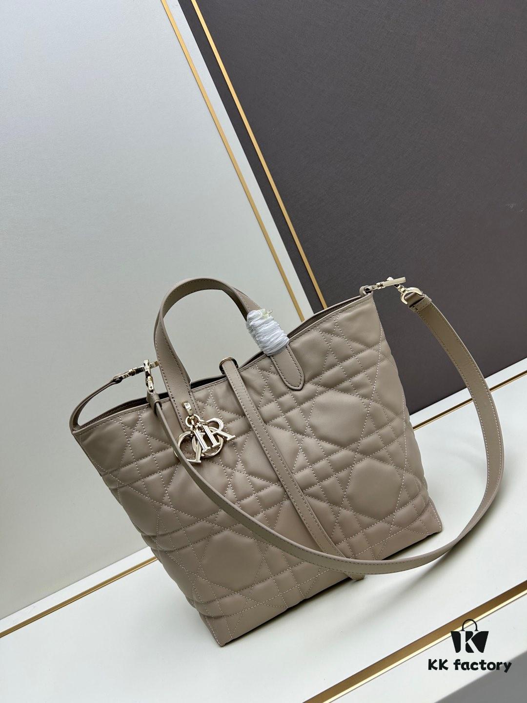 69309dc16e68136f4d9ab26b Medium and Small Dior Toujours Vertical Handbag in Soft Raspberry Beige Calfskin with Cannage Stitching