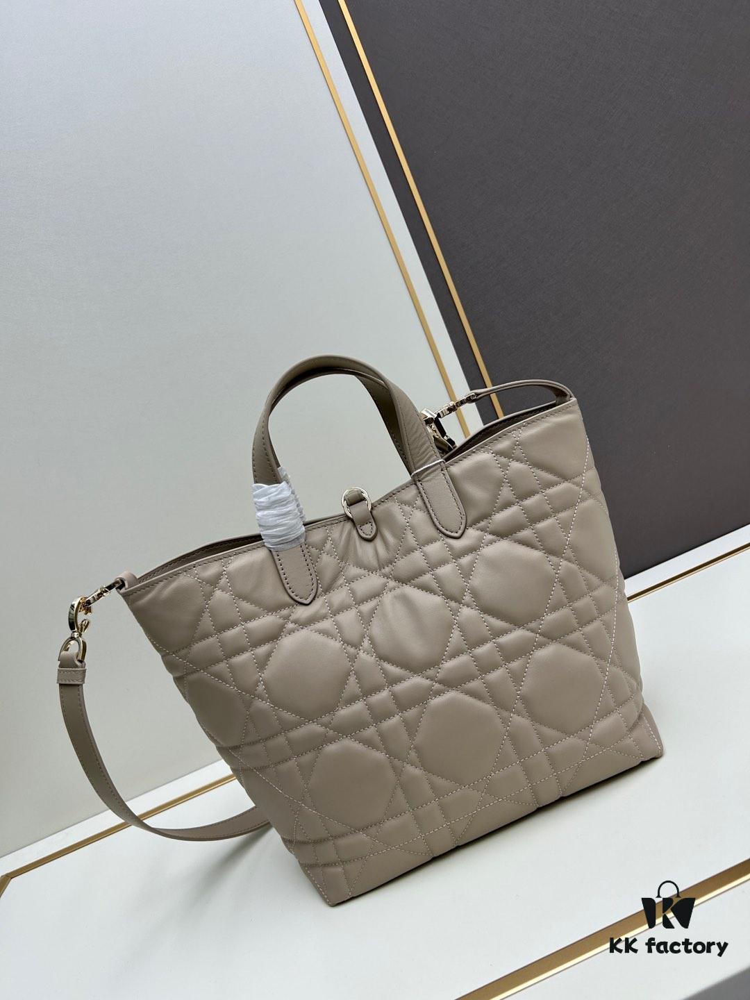 69309dc36e68136f4d9ab26d Medium and Small Dior Toujours Vertical Handbag in Soft Raspberry Beige Calfskin with Cannage Stitching
