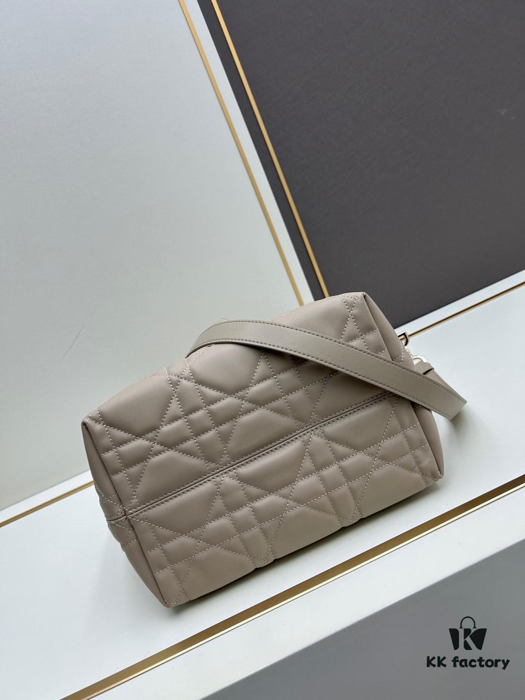 69309dc46e68136f4d9ab26f Medium and Small Dior Toujours Vertical Handbag in Soft Raspberry Beige Calfskin with Cannage Stitching