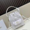 69309dd56e68136f4d9ab287 Dior Caro Large Bucket Bag in Black Lambskin
