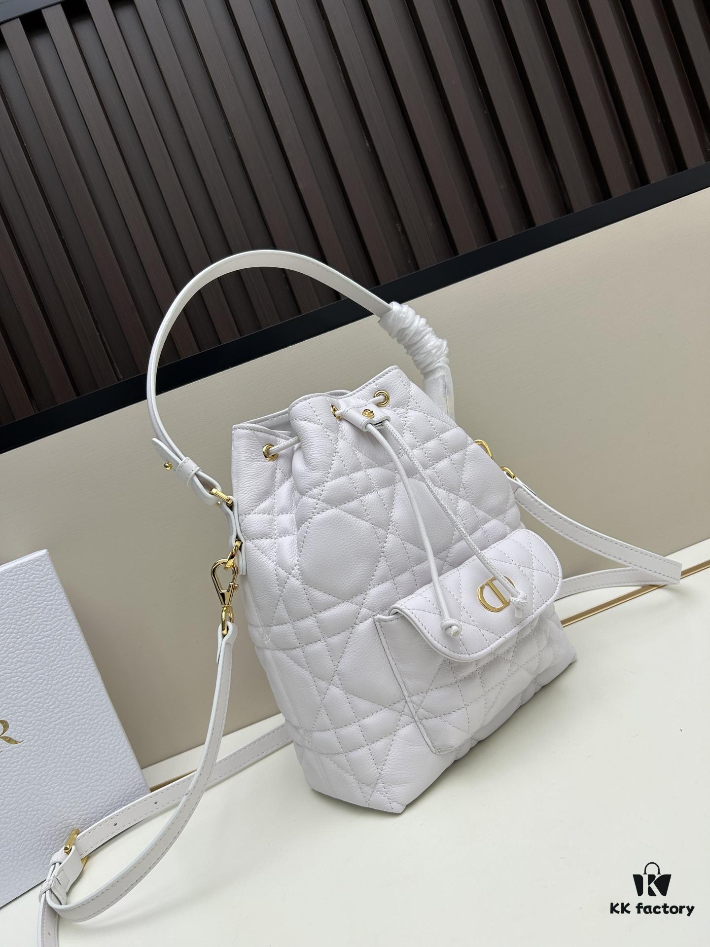 69309de26e68136f4d9ab29a Dior Caro Large Bucket Bag in Black Lambskin