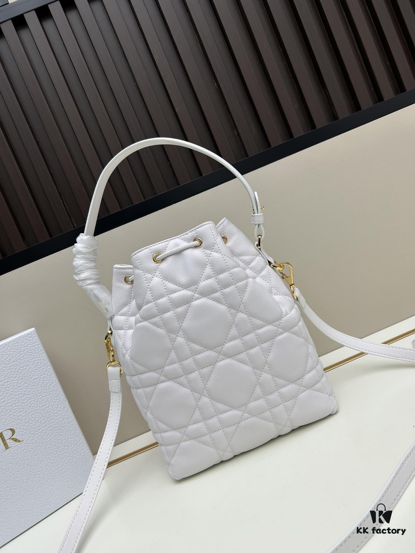 69309de26e68136f4d9ab29b Dior Caro Large Bucket Bag in Black Lambskin