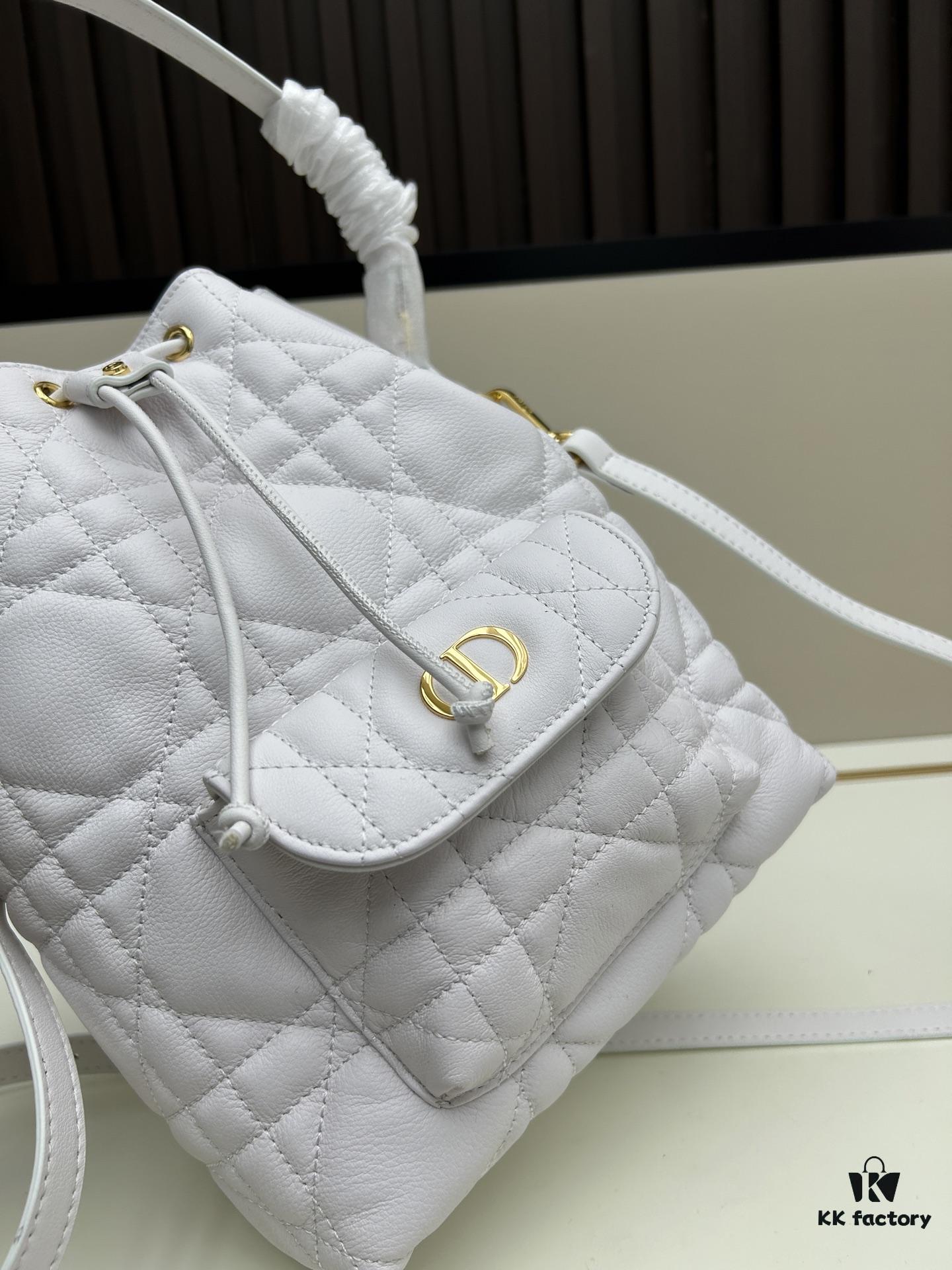 69309de36e68136f4d9ab29d Dior Caro Large Bucket Bag in Black Lambskin