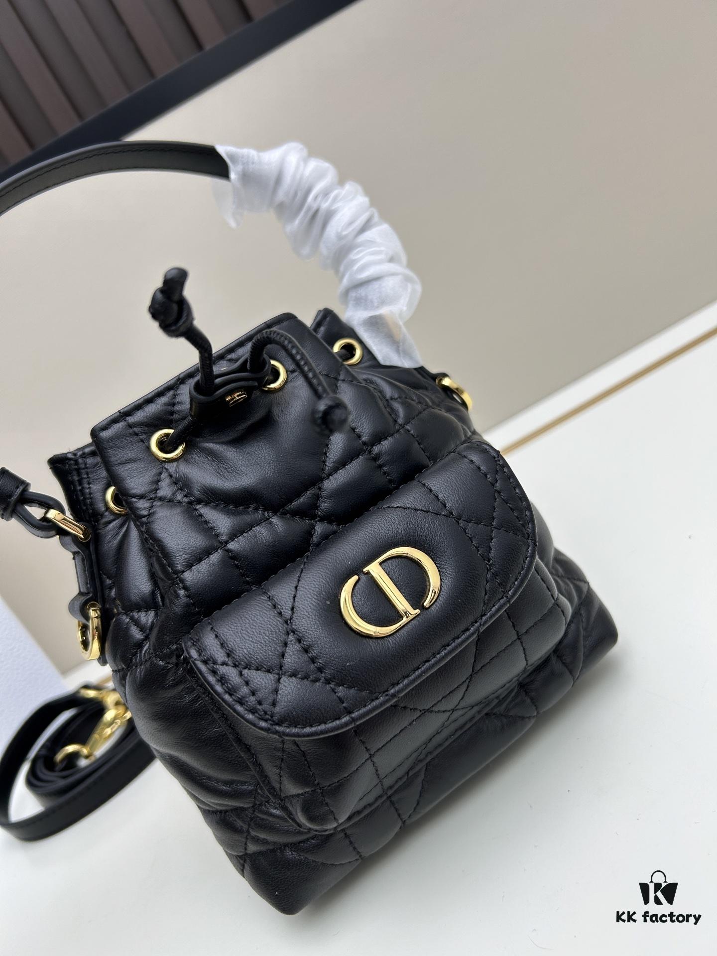 69309df06e68136f4d9ab2b1 Dior Caro Small Bucket Bag in Black Lambskin from the 2025 Fall Ready-to-Wear Collection