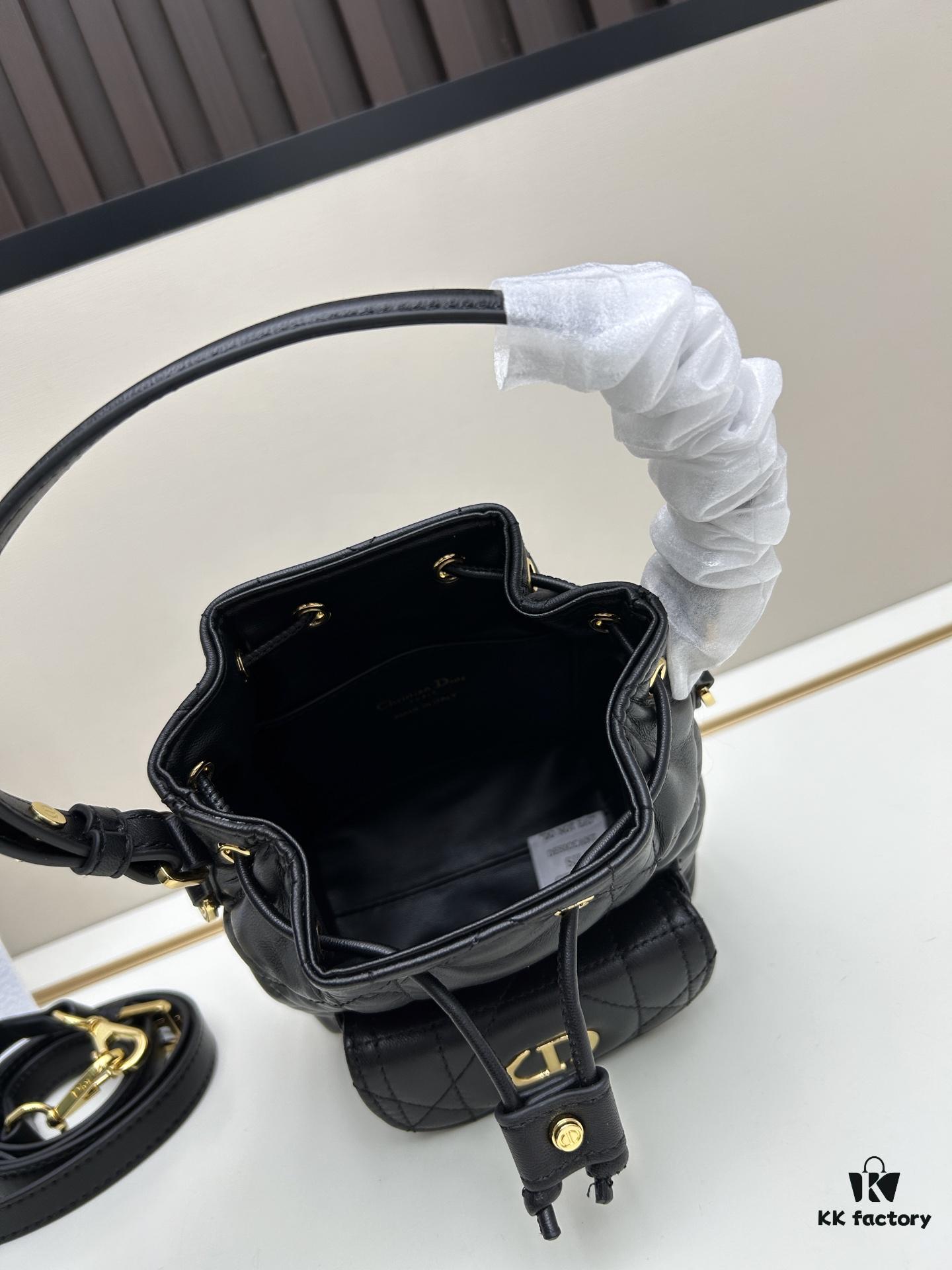 69309df16e68136f4d9ab2b2 Dior Caro Small Bucket Bag in Black Lambskin from the 2025 Fall Ready-to-Wear Collection