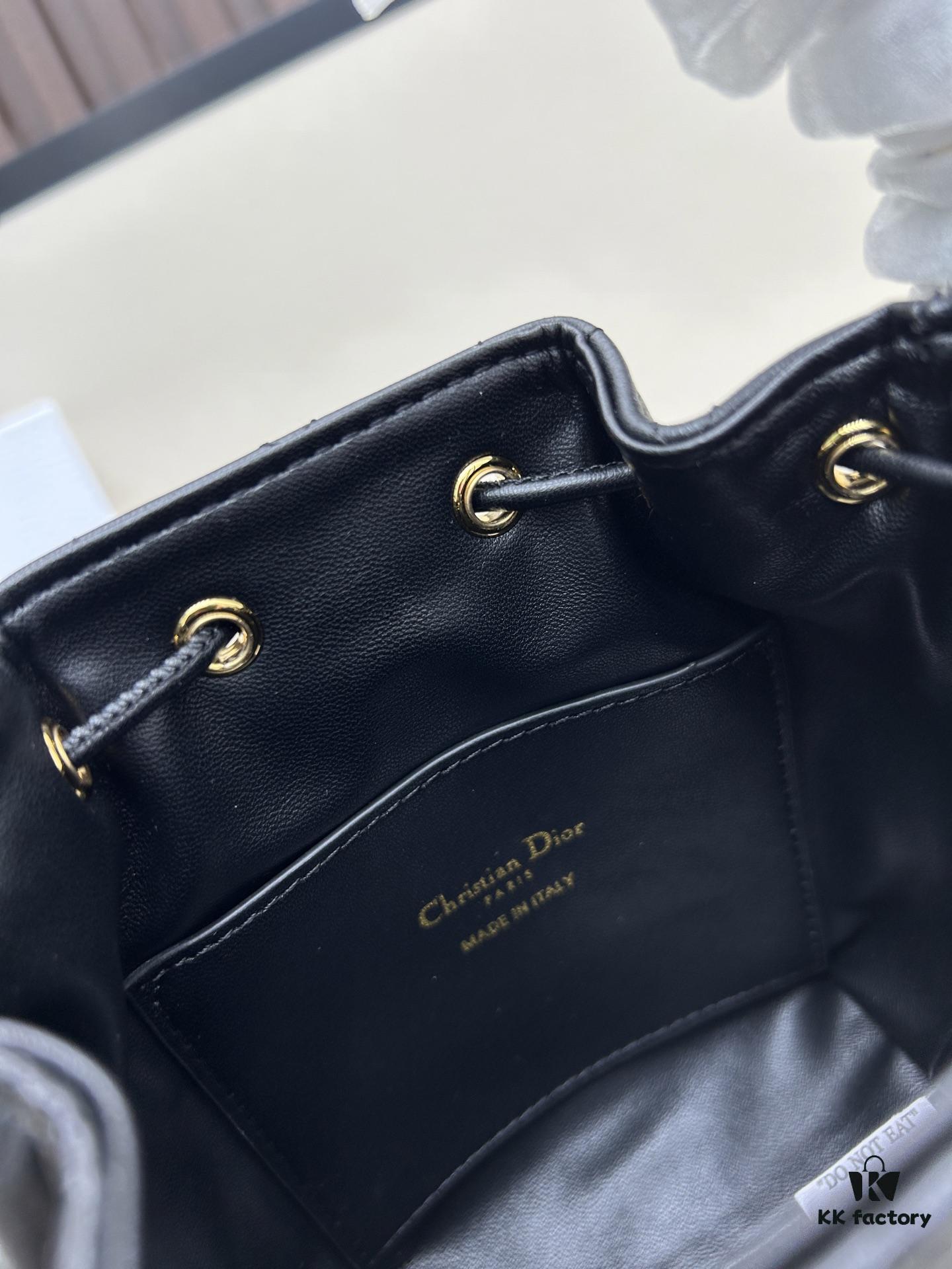 69309df26e68136f4d9ab2b3 Dior Caro Small Bucket Bag in Black Lambskin from the 2025 Fall Ready-to-Wear Collection