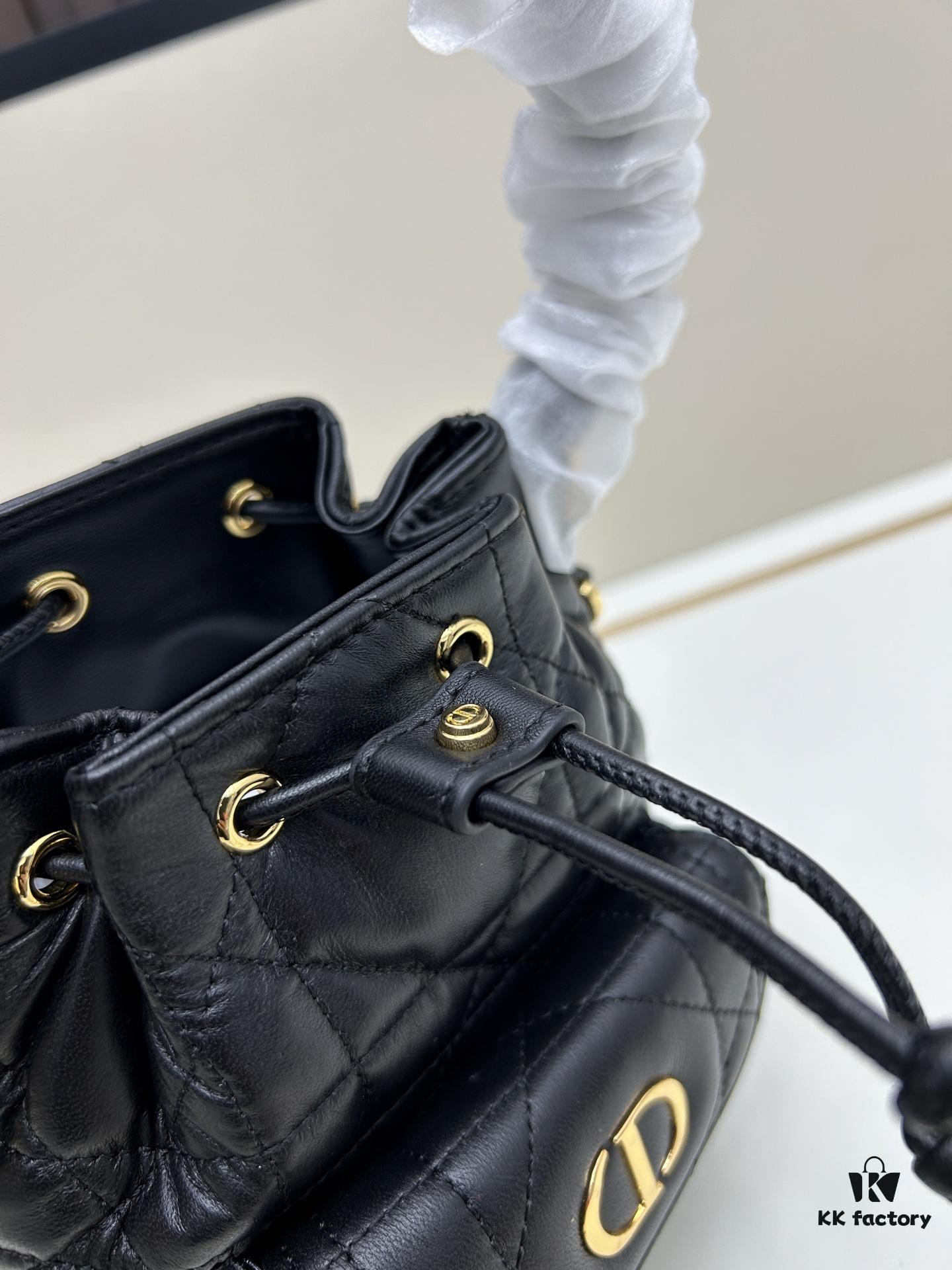 69309df46e68136f4d9ab2b5 Dior Caro Small Bucket Bag in Black Lambskin from the 2025 Fall Ready-to-Wear Collection
