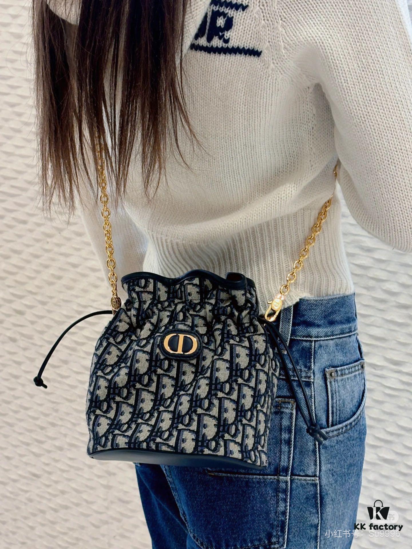 69309e3a6e68136f4d9ab32b Dior Jolie Bucket Bag in Black Calfskin with Cannage Stitching, 2025 New Arrival