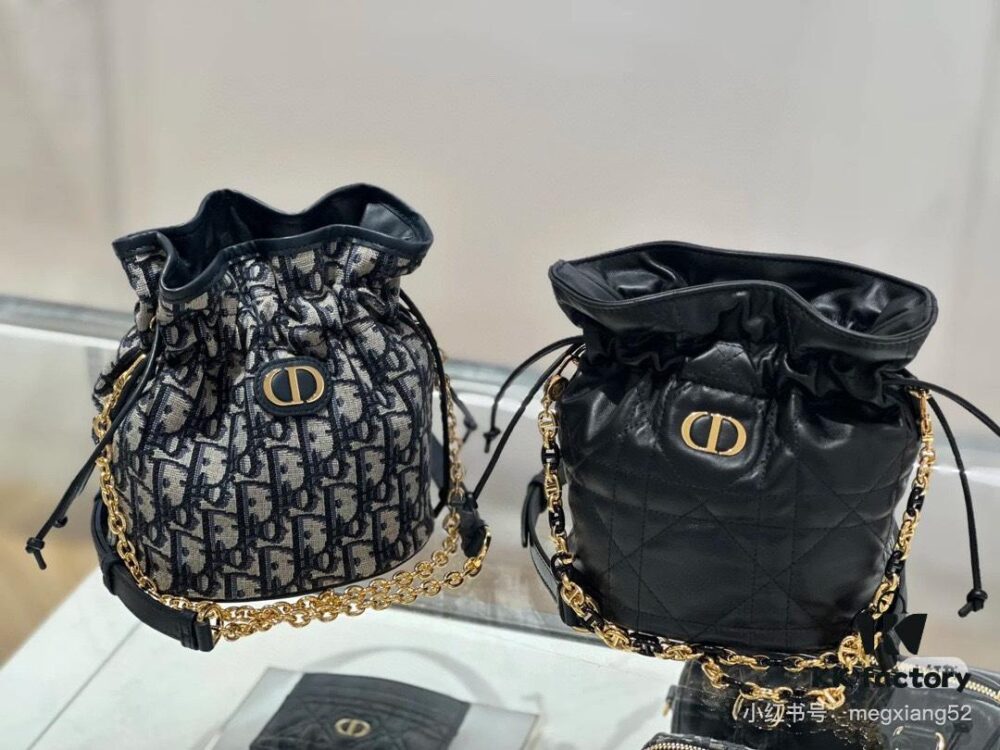 69309e3a6e68136f4d9ab32c Dior Jolie Bucket Bag in Black Calfskin with Cannage Stitching, 2025 New Arrival