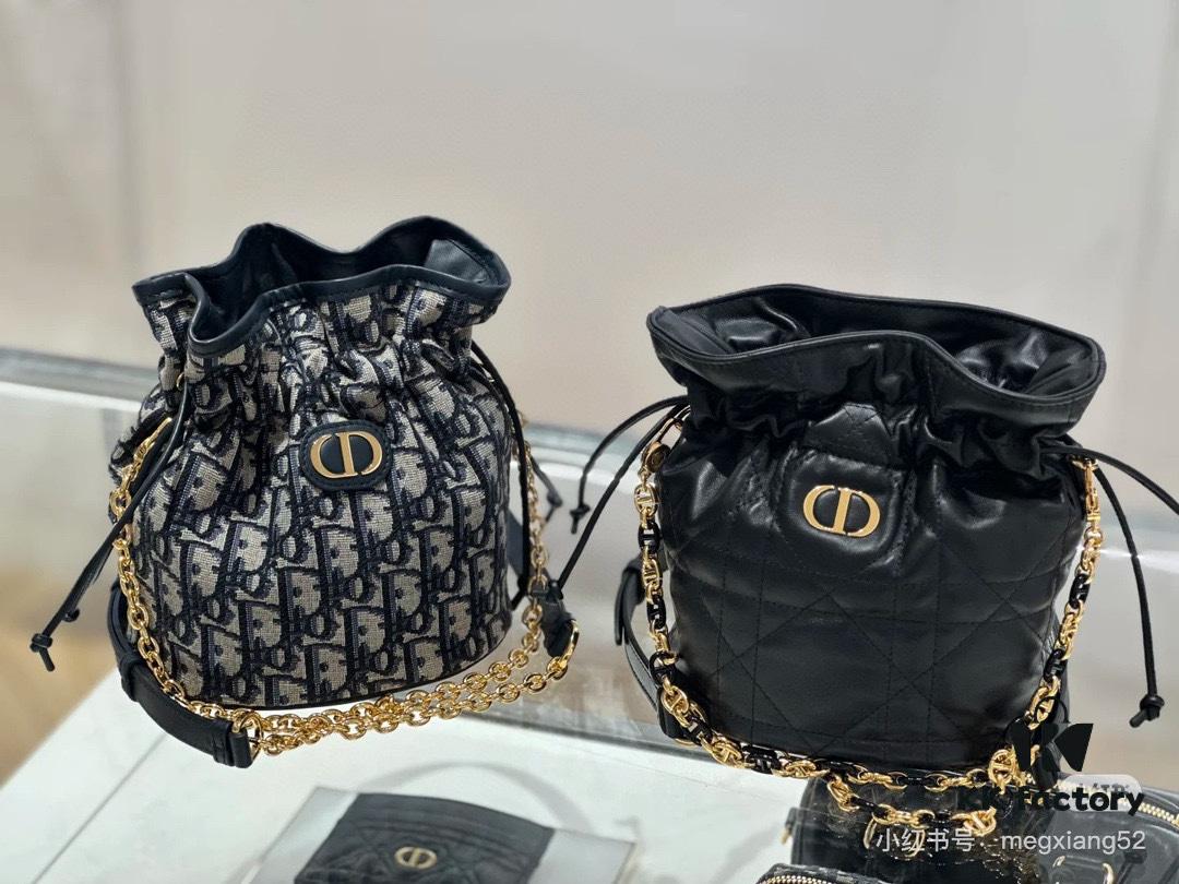 69309e3a6e68136f4d9ab32c Dior Jolie Bucket Bag in Black Calfskin with Cannage Stitching, 2025 New Arrival