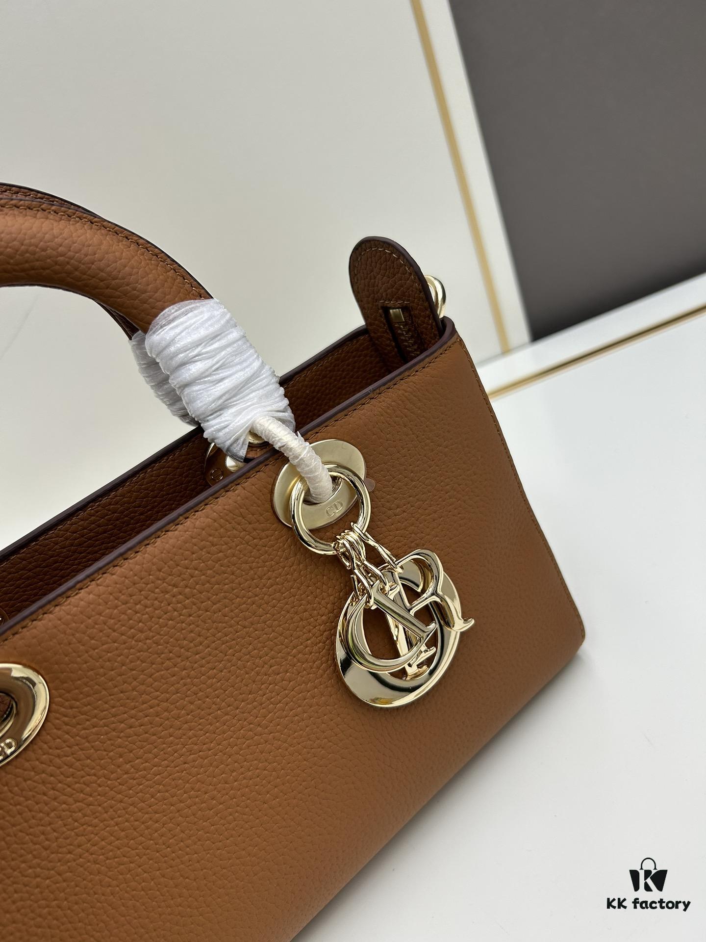 69309e496e68136f4d9ab349 Large and Small Lady D-Sire My Abcdior Handbag in Blush Beige Crocodile-Grain Calfskin Leather