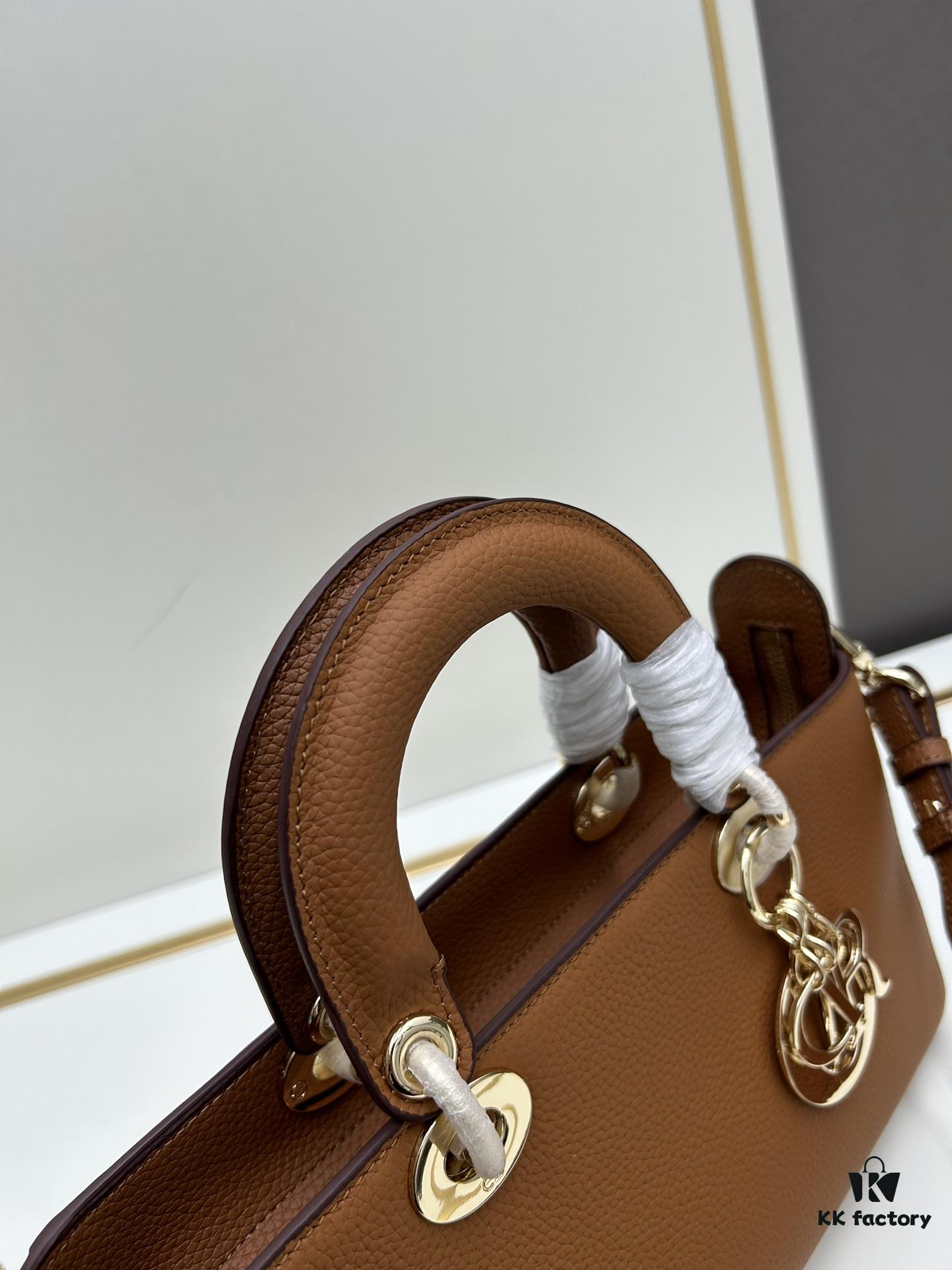 69309e4c6e68136f4d9ab34d Large and Small Lady D-Sire My Abcdior Handbag in Blush Beige Crocodile-Grain Calfskin Leather