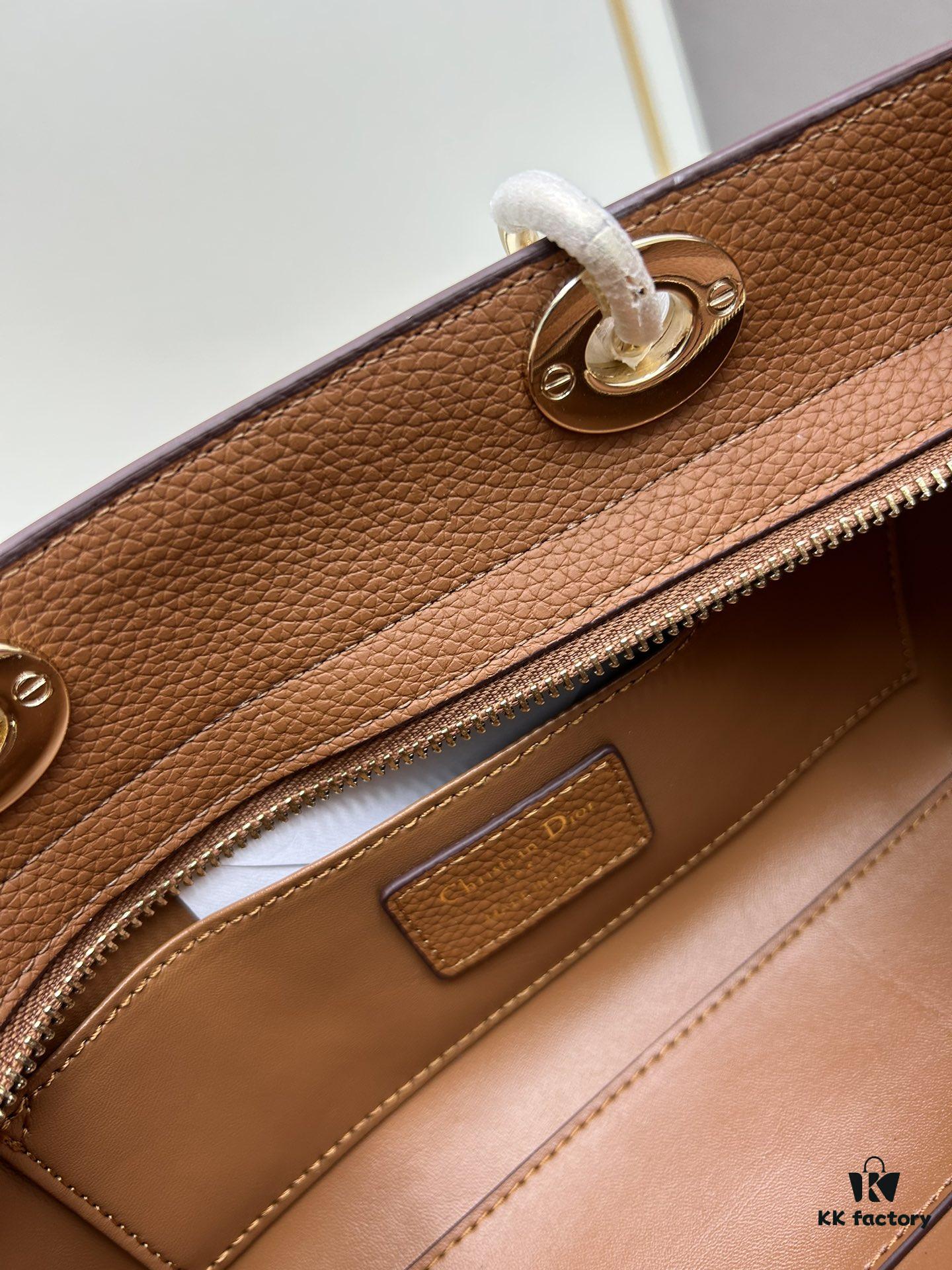 69309e4d6e68136f4d9ab34e Large and Small Lady D-Sire My Abcdior Handbag in Blush Beige Crocodile-Grain Calfskin Leather