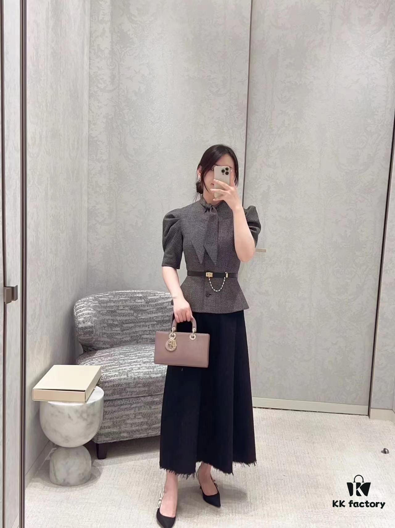 69309e4e6e68136f4d9ab353 Large and Small Lady D-Sire My Abcdior Handbag in Blush Beige Crocodile-Embossed Calfskin Leather