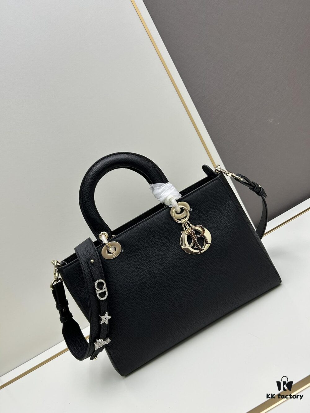 69309e526e68136f4d9ab357 Large and Small Lady D-Sire My Abcdior Handbag in Blush Beige Cracked Calfskin