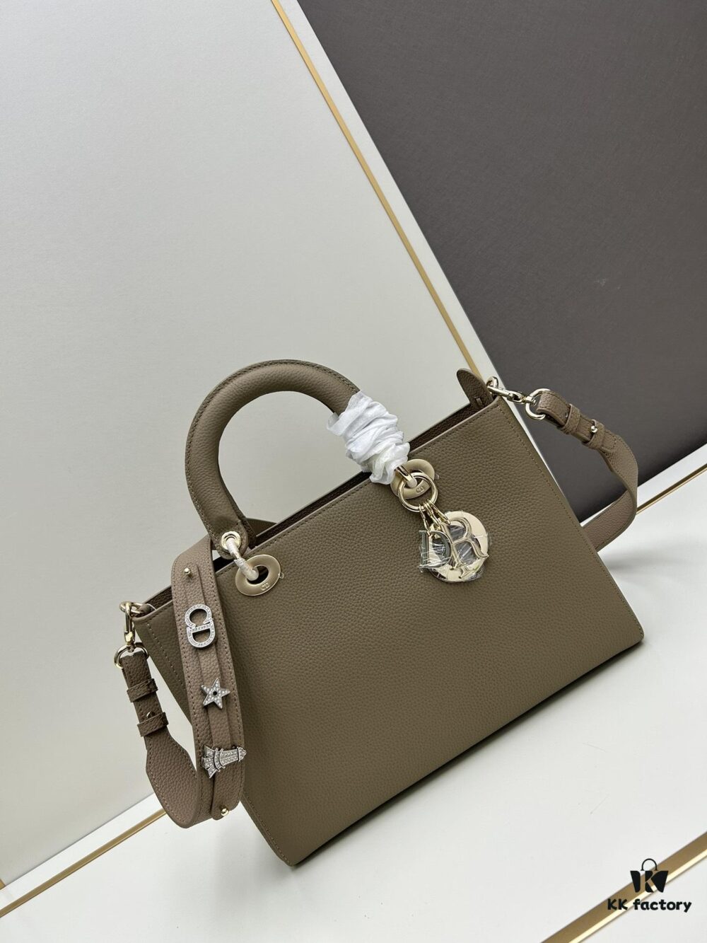 69309e556e68136f4d9ab35f Lady D-Sire My ABCDior Large and Small Handbag in Blush Beige Cracked Calfskin Leather