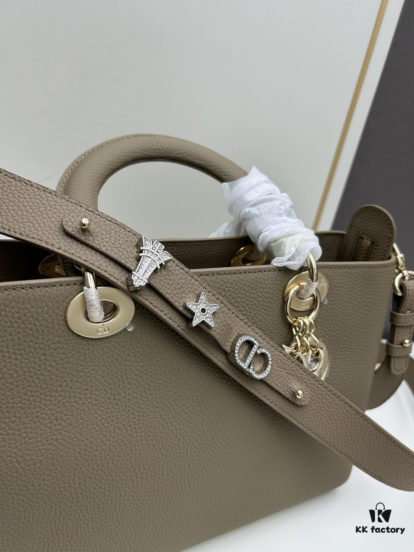 69309e586e68136f4d9ab364 Lady D-Sire My ABCDior Large and Small Handbag in Blush Beige Cracked Calfskin Leather