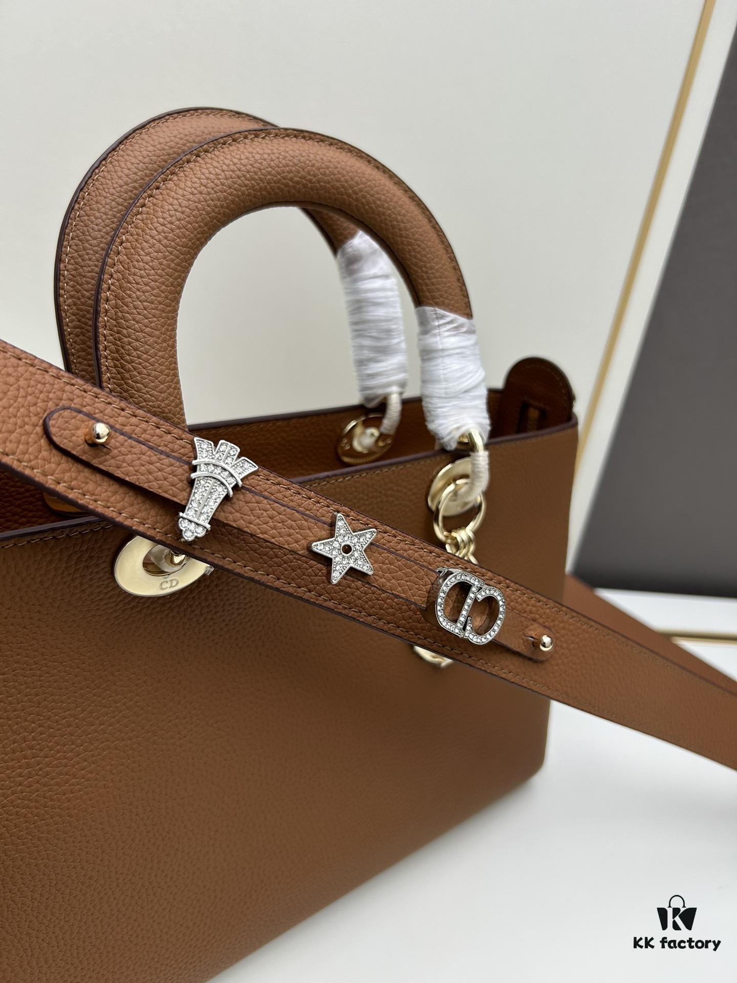 69309e5e6e68136f4d9ab36b Large and Small Lady D-Sire My ABCDior Handbag in Blush Beige Crocodile-Embossed Calfskin Leather