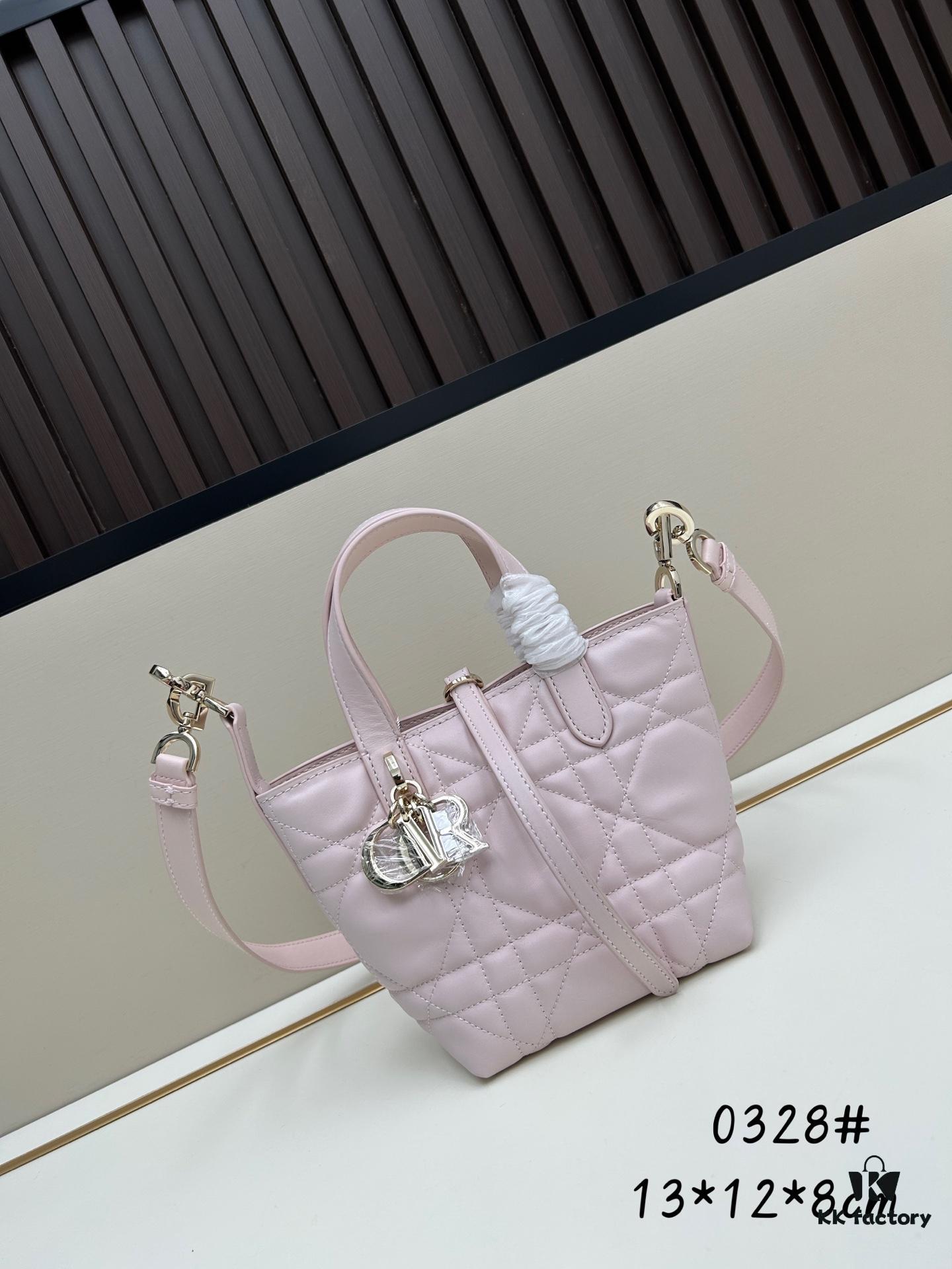 69309e836e68136f4d9ab3b2 Dior Toujours Vertical Handbag in Blush Beige Calfskin Leather with Quilted Diamond Stitching