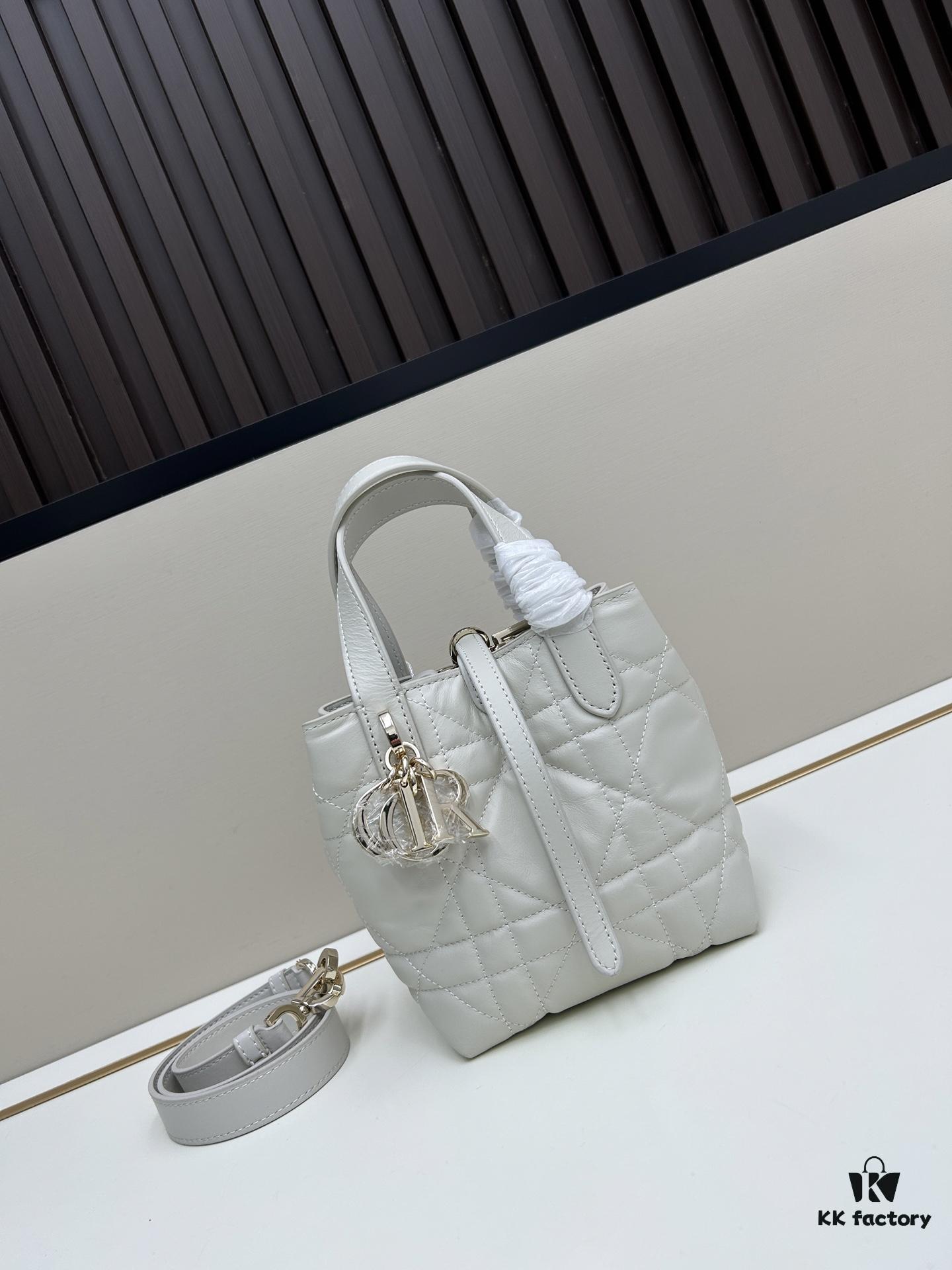 69309e896e68136f4d9ab3ba Dior Toujours Vertical Handbag in Blush Beige Calfskin with Quilted Diamond Stitching