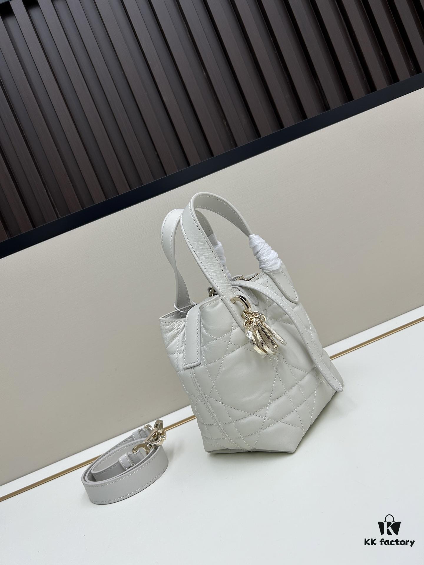 69309e896e68136f4d9ab3bb Dior Toujours Vertical Handbag in Blush Beige Calfskin with Quilted Diamond Stitching