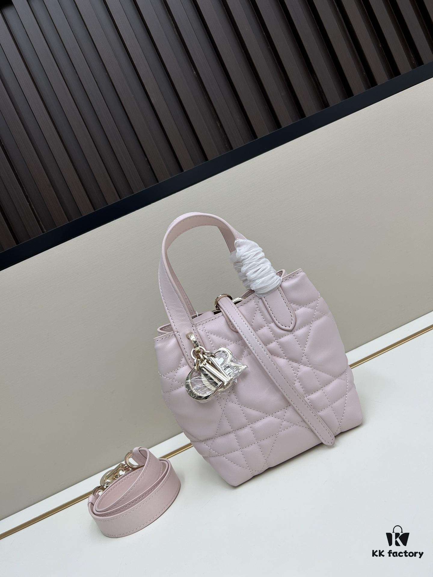 69309e8d6e68136f4d9ab3c3 Dior Toujours Vertical Handbag in Blush Beige Calfskin Leather with Quilted Diamond Stitching