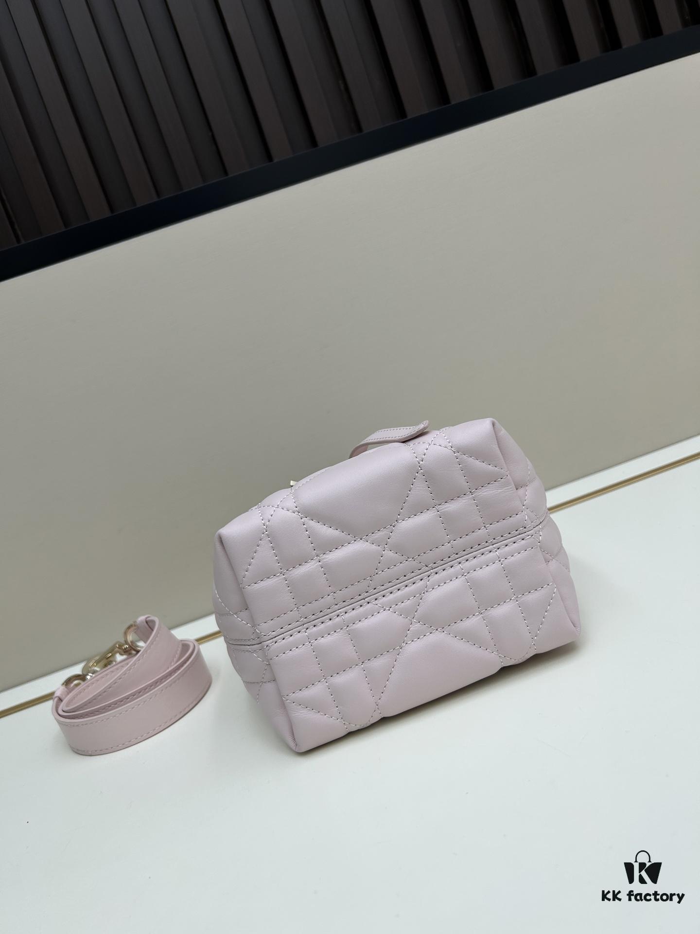 69309e8f6e68136f4d9ab3c5 Dior Toujours Vertical Handbag in Blush Beige Calfskin Leather with Quilted Diamond Stitching