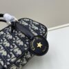 69309eb56e68136f4d9ab410 New Arrival In Stock!! Dior D-Vibe Bowling Bag Mini, Casual Sporty Style, Blue Oblique Print Fabric