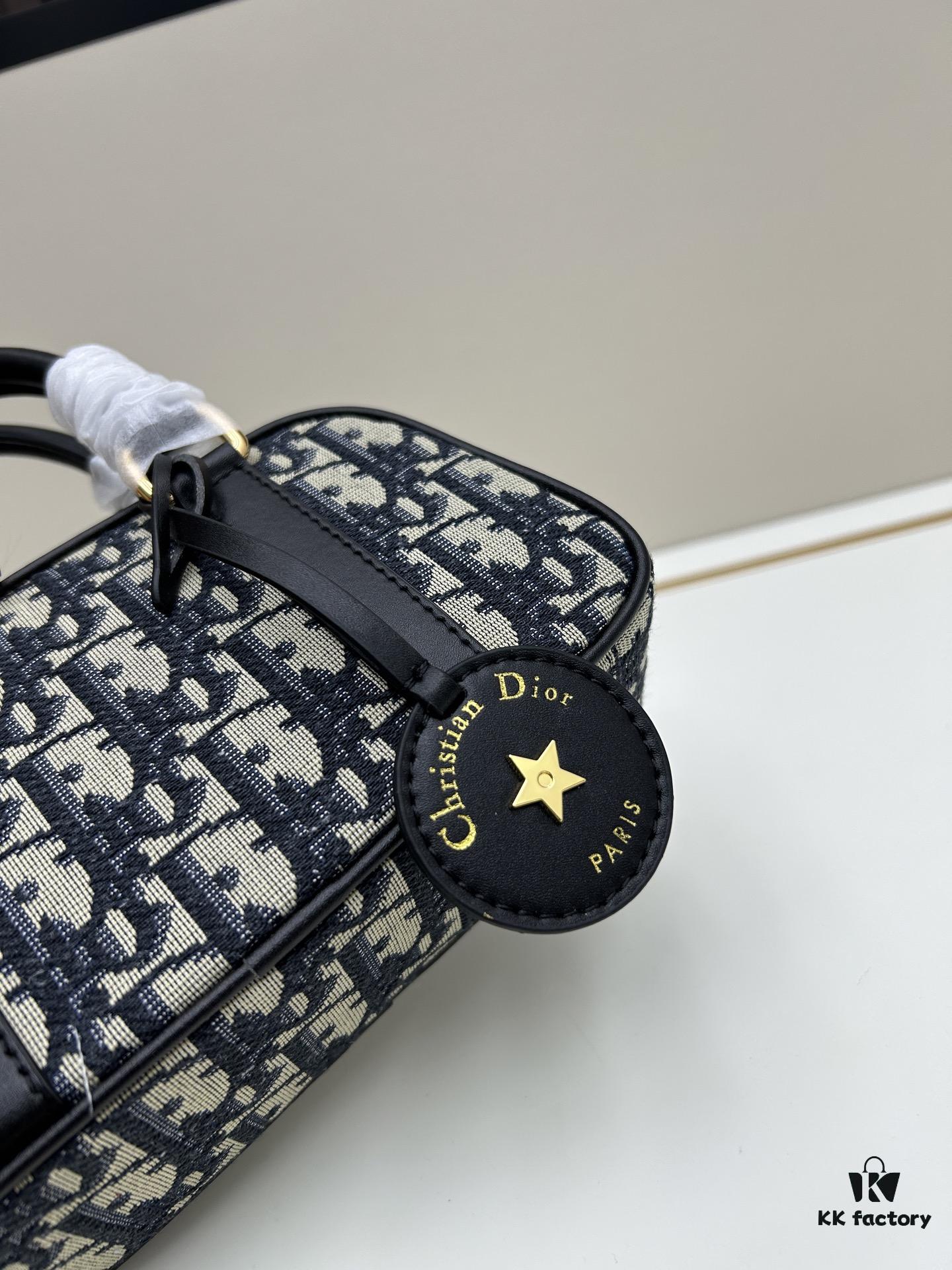 69309eb56e68136f4d9ab410 New Arrival In Stock!! Dior D-Vibe Bowling Bag Mini, Casual Sporty Style, Blue Oblique Print Fabric