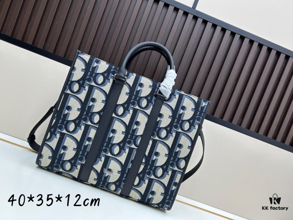 69309ebb6e68136f4d9ab415 Blue Oblique Fabric East-West Tote Bag