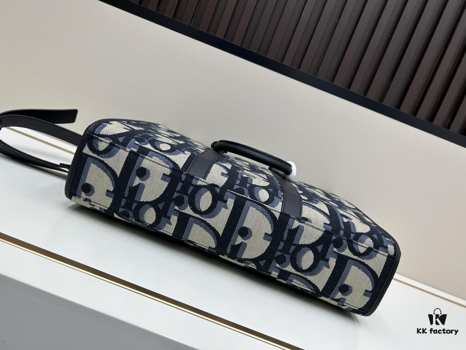 69309ebc6e68136f4d9ab41a Blue Oblique Fabric East-West Tote Bag