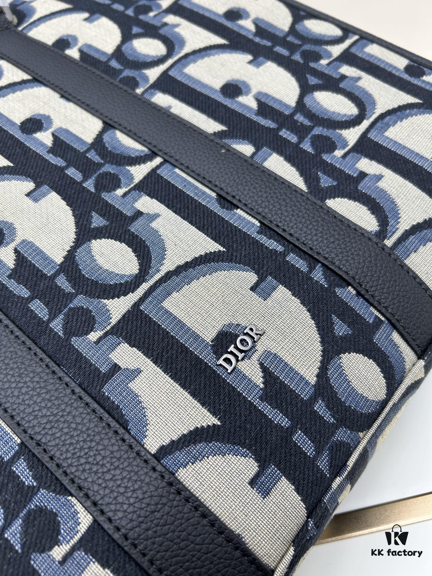 69309ebc6e68136f4d9ab41c Blue Oblique Fabric East-West Tote Bag