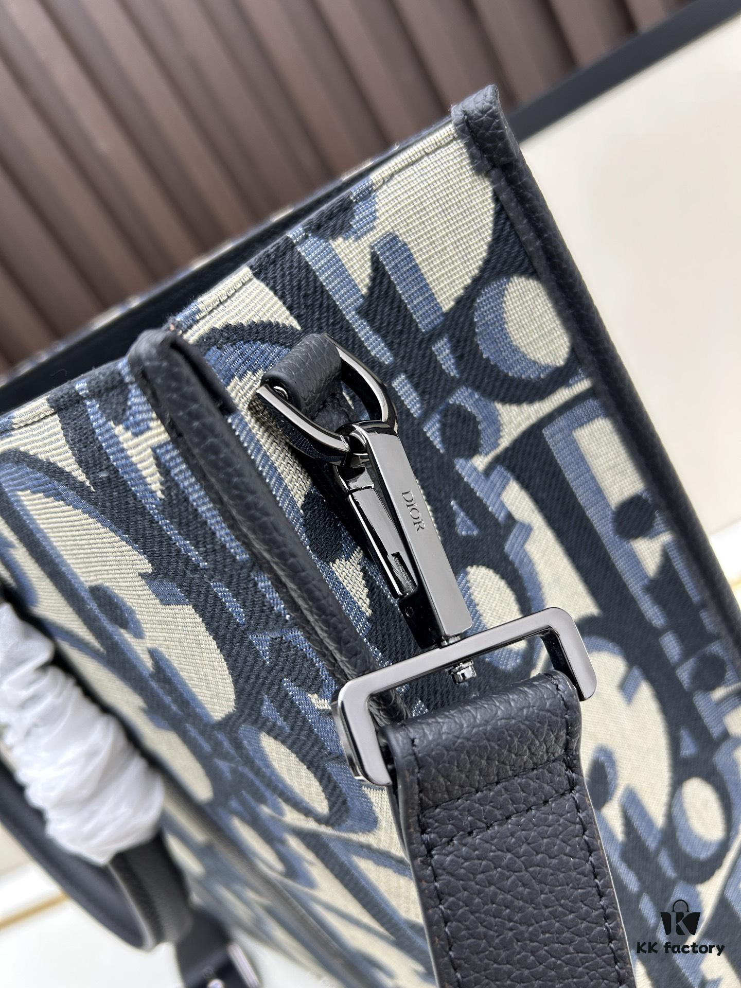 69309ebd6e68136f4d9ab41d Blue Oblique Fabric East-West Tote Bag