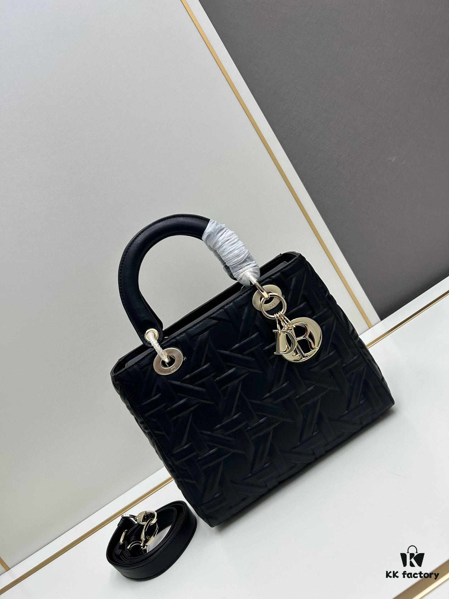 69309f156e68136f4d9ab4b2 Dior Top-Grade Original Leather Five-Gusset Lady Dior Bag 'Black Embossed Diamond Quilting'