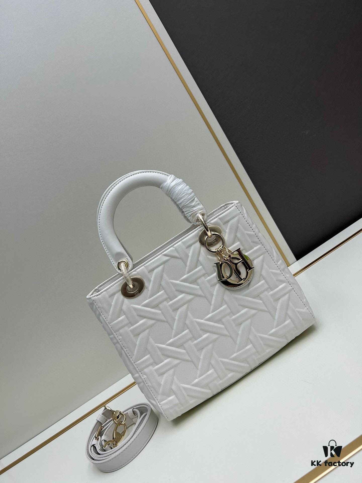 69309f156e68136f4d9ab4b3 Dior Top-Grade Original Leather Five-Gusset Lady Dior Bag 'Black Embossed Diamond Quilting'