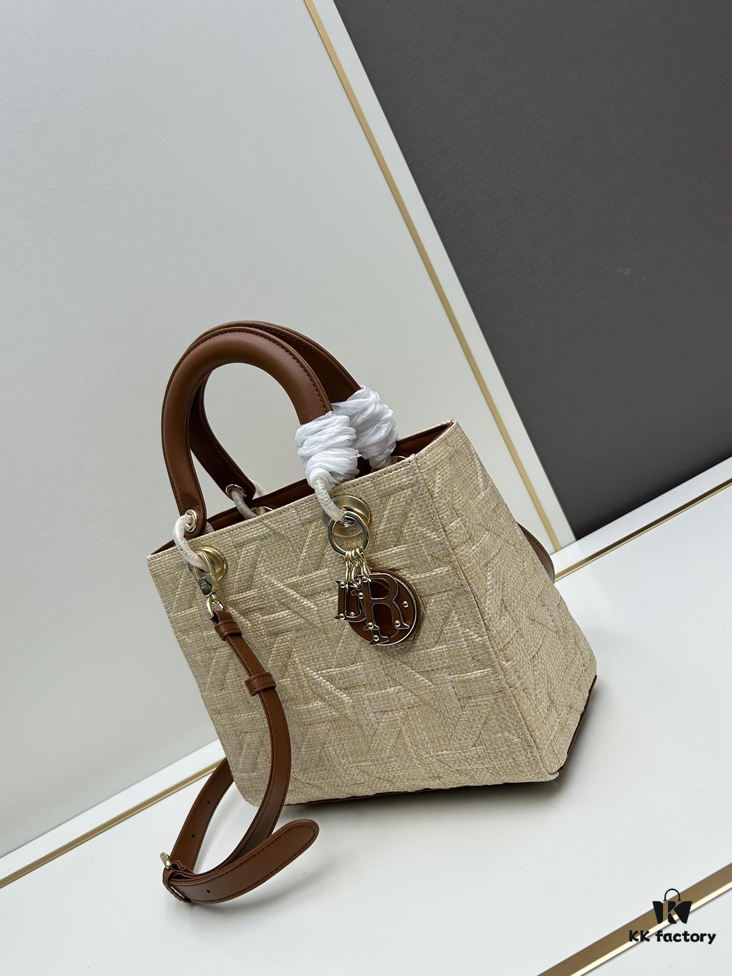 69309f156e68136f4d9ab4b5 Dior Lady Dior Top-Grade Original Leather Quilted Handbag in Black Embossed Chevron Pattern