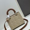 69309f156e68136f4d9ab4b6 Dior Lady Dior Top-Grade Original Leather Quilted Handbag in Black Embossed Chevron Pattern