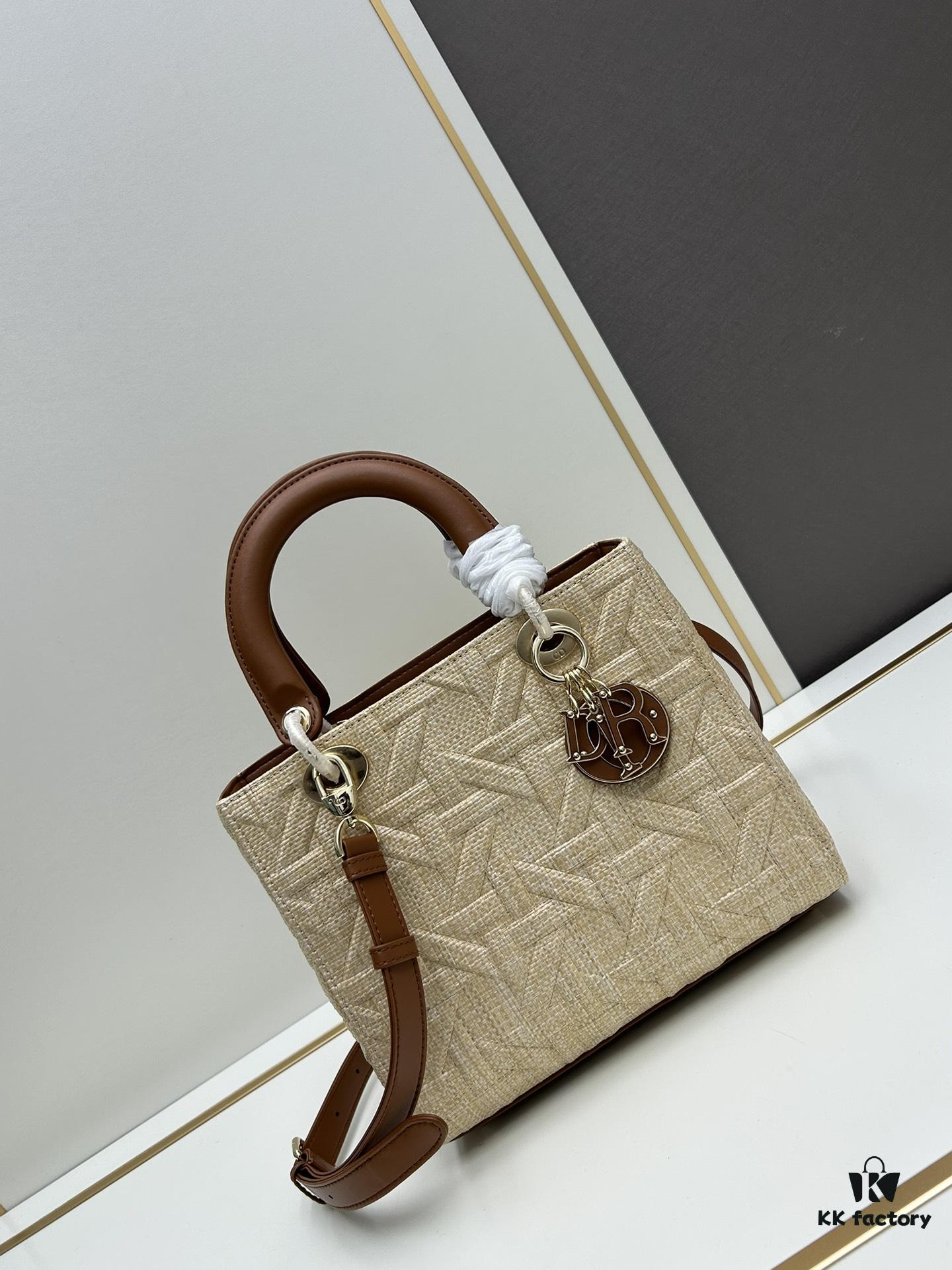 69309f176e68136f4d9ab4b9 Dior Lady Dior Top-Grade Original Leather Quilted Handbag in Black Embossed Chevron Pattern