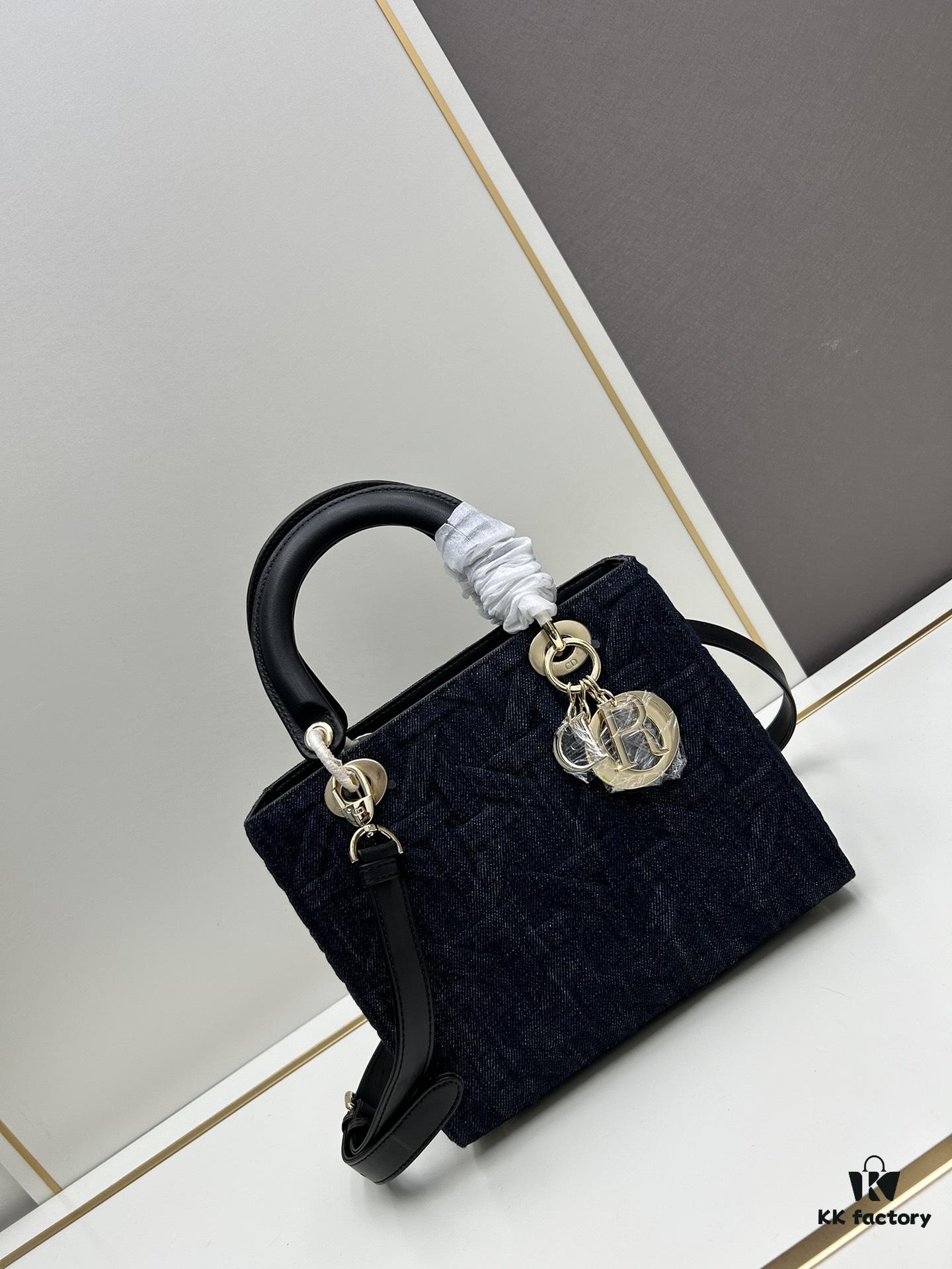 69309f1b6e68136f4d9ab4bc Dior Top-Grade Original Leather Cannage Lady Dior Bag in Black Embossed Quilting