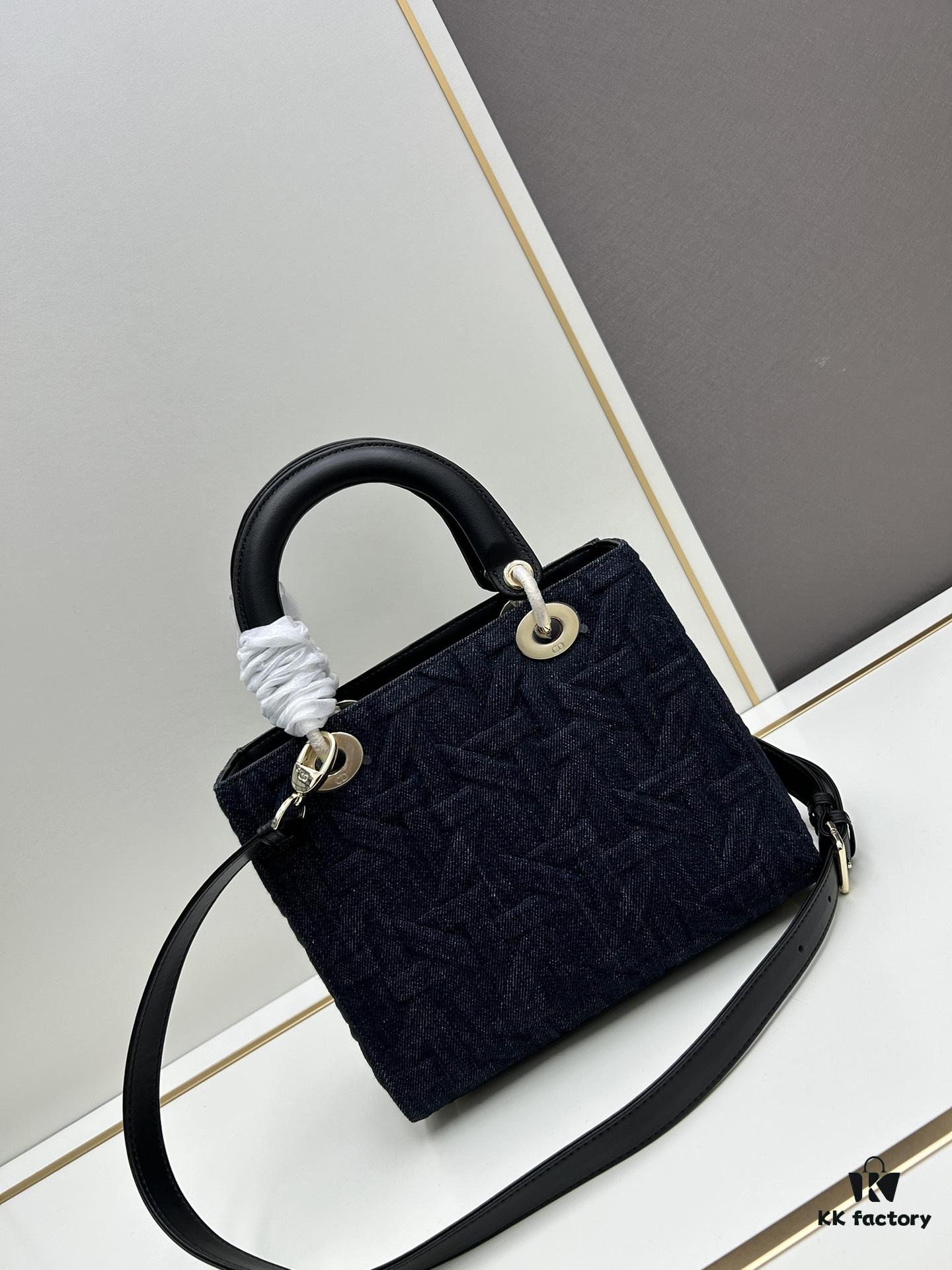 69309f1b6e68136f4d9ab4bf Dior Top-Grade Original Leather Cannage Lady Dior Bag in Black Embossed Quilting