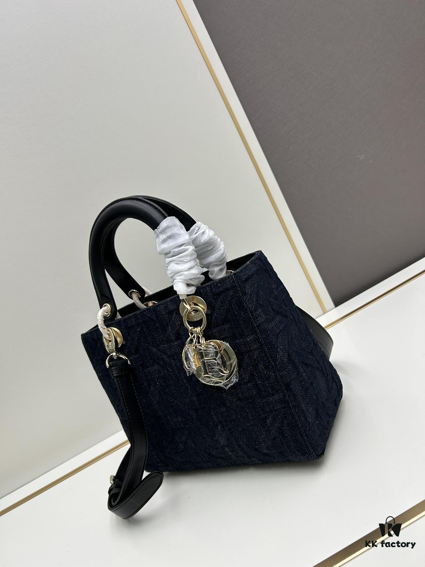 69309f1b6e68136f4d9ab4c0 Dior Top-Grade Original Leather Cannage Lady Dior Bag in Black Embossed Quilting