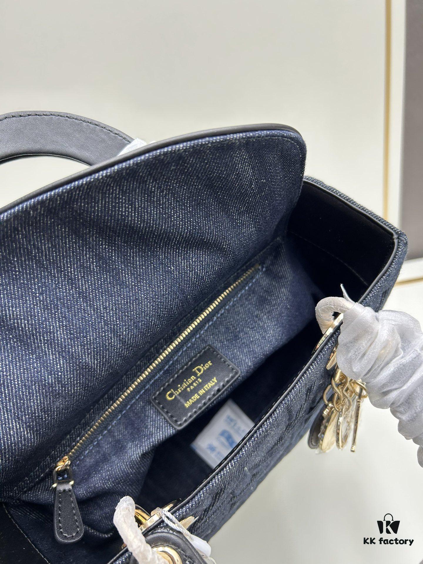 69309f1d6e68136f4d9ab4c4 Dior Top-Grade Original Leather Cannage Lady Dior Bag in Black Embossed Quilting