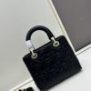 69309f216e68136f4d9ab4c6 Dior Lady Dior Top-Grade Original Leather Quilted Handbag in Black Embossed Chevron Pattern